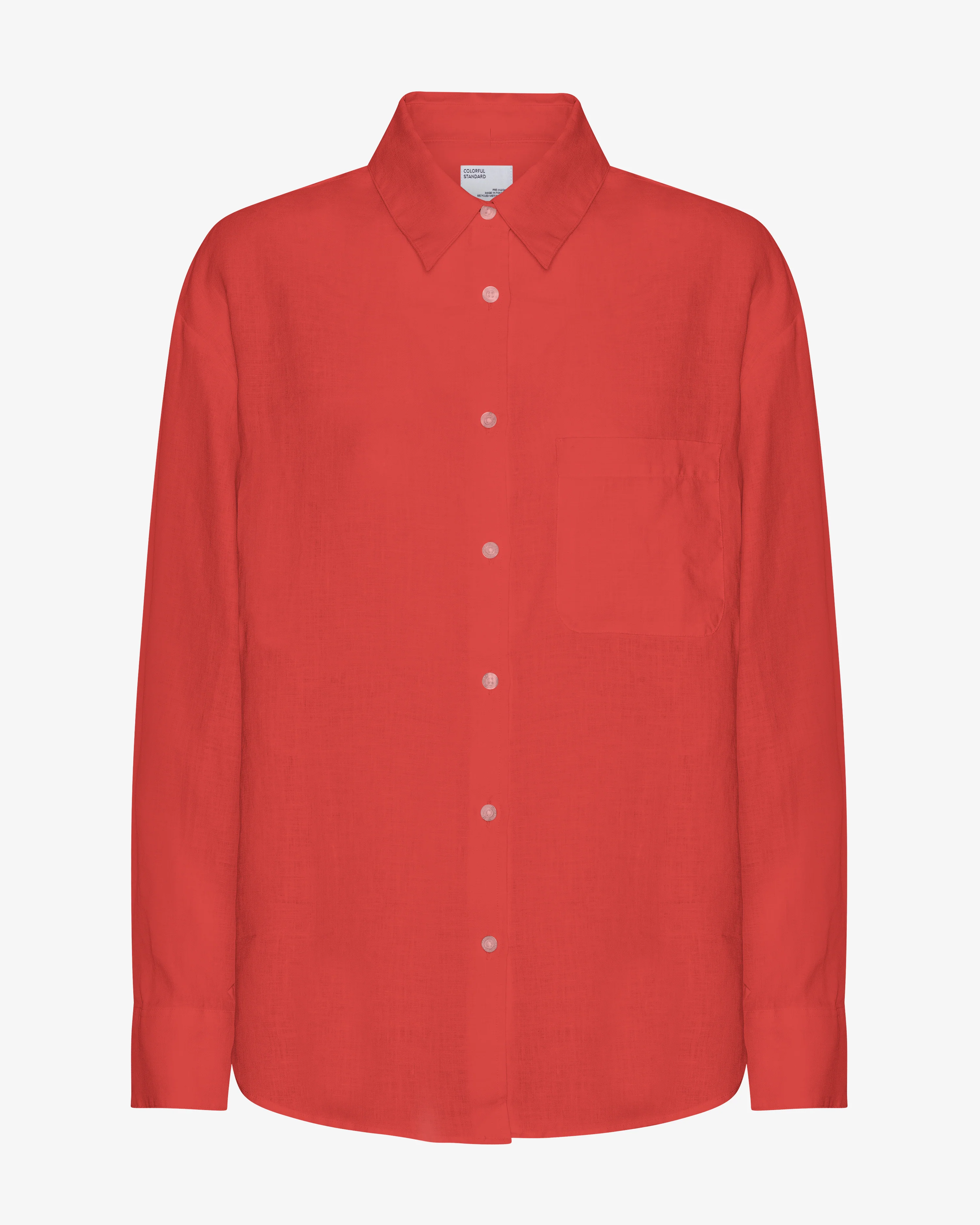 Linen Oversized Shirt - Red Tangerine