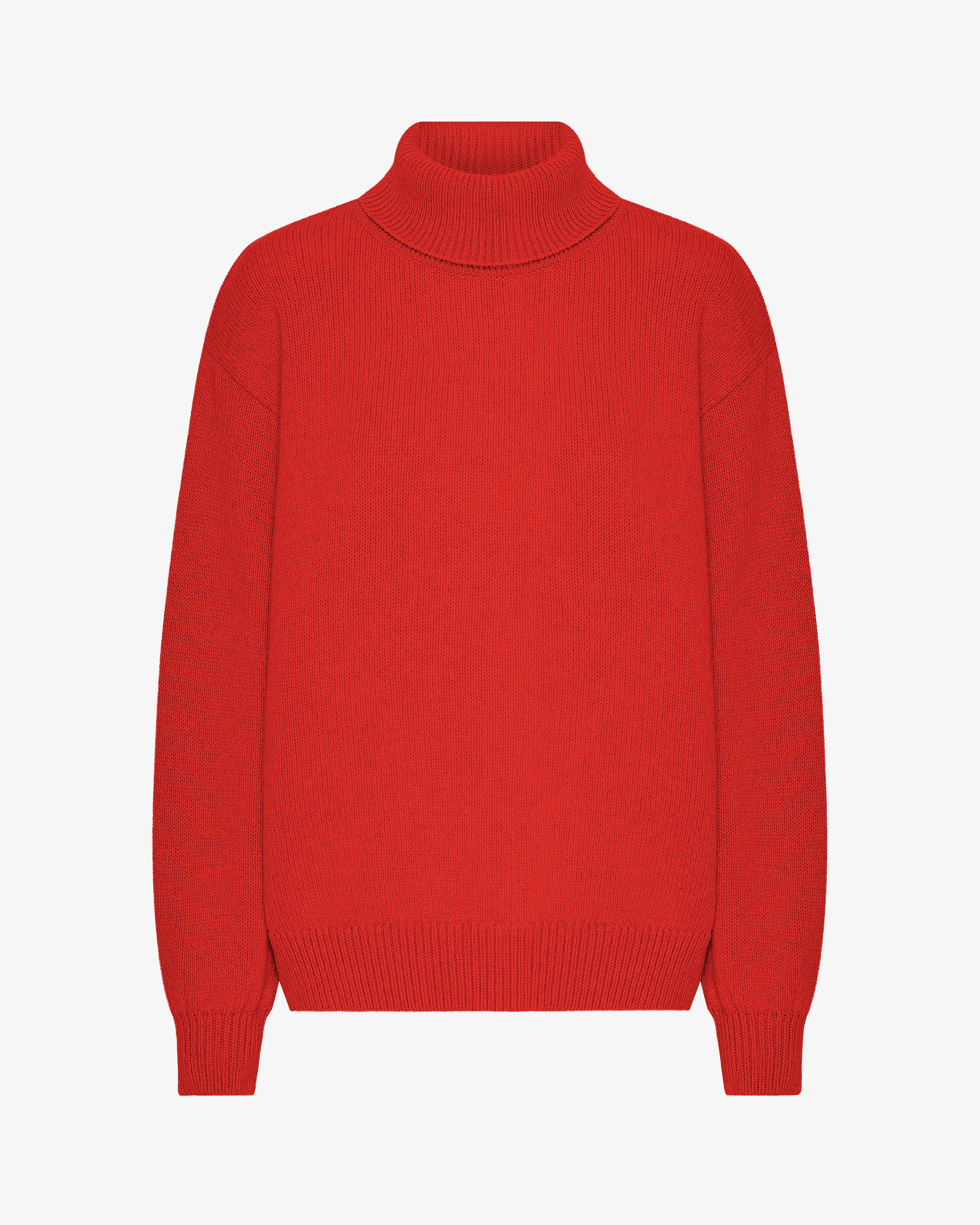 Merino Wool Turtleneck - Red Tangerine