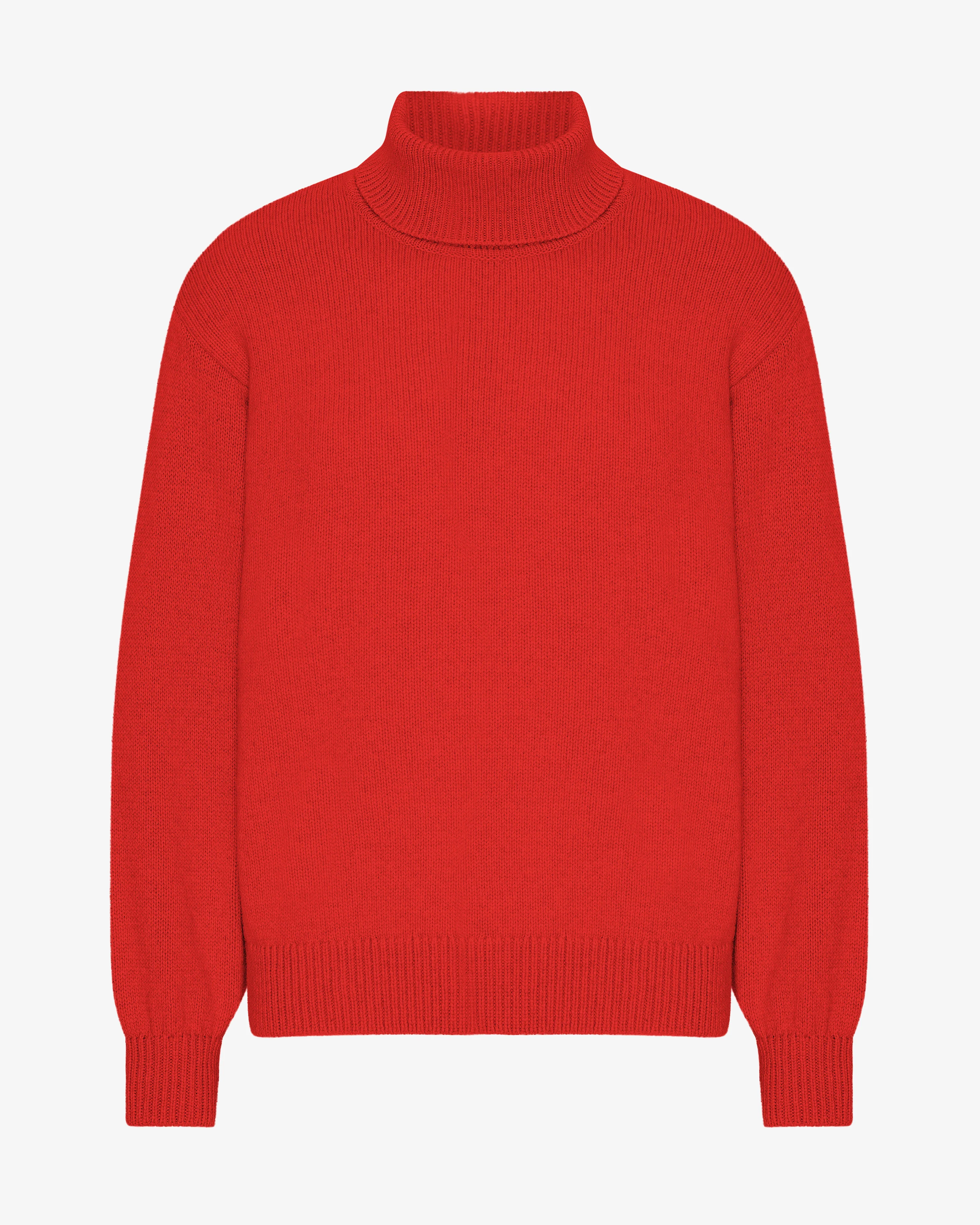 Merino Wool Turtleneck - Red Tangerine