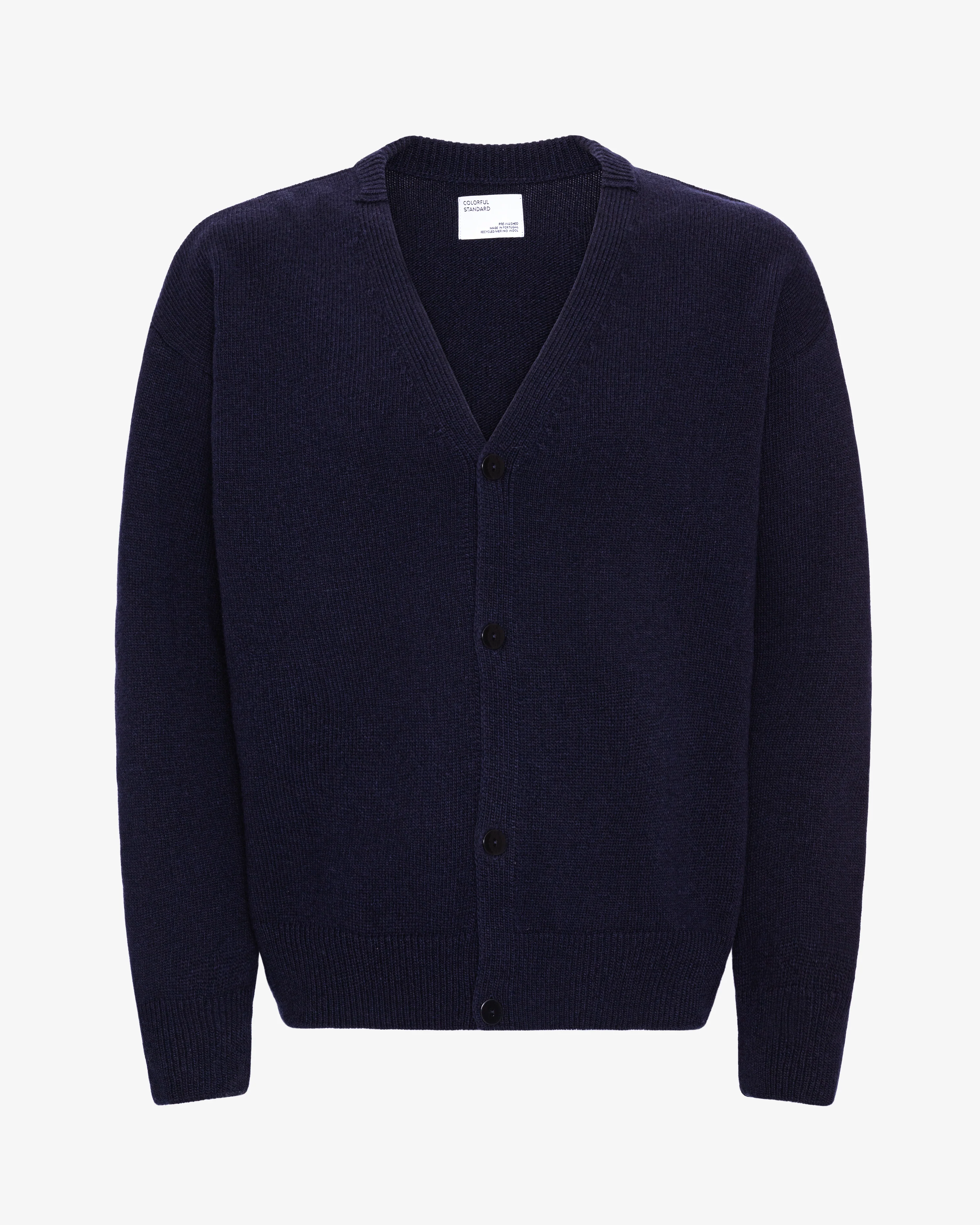 Merino Wool V-Neck Cardigan - Navy Blue