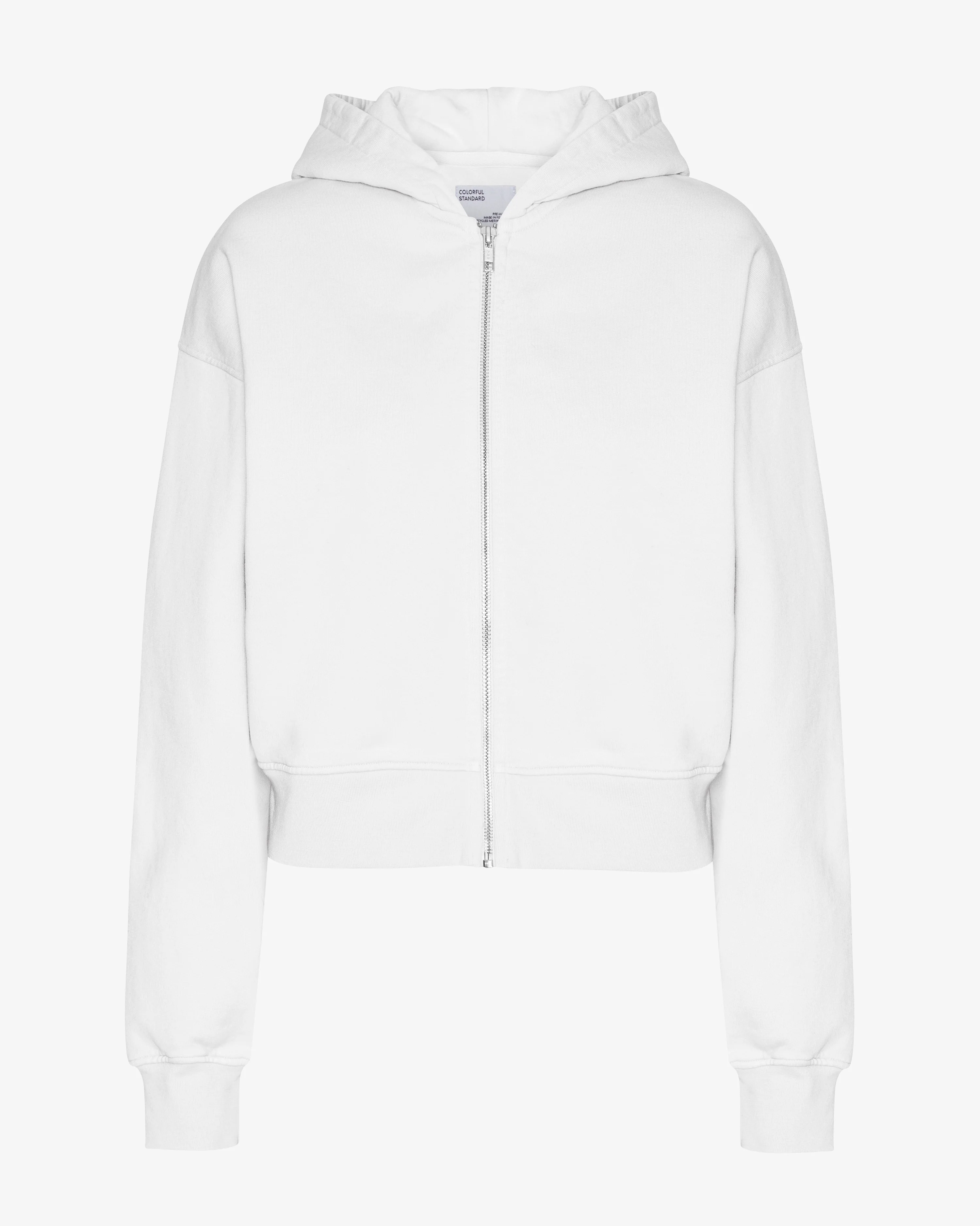 Organic Crop Zip Hood - Optical White