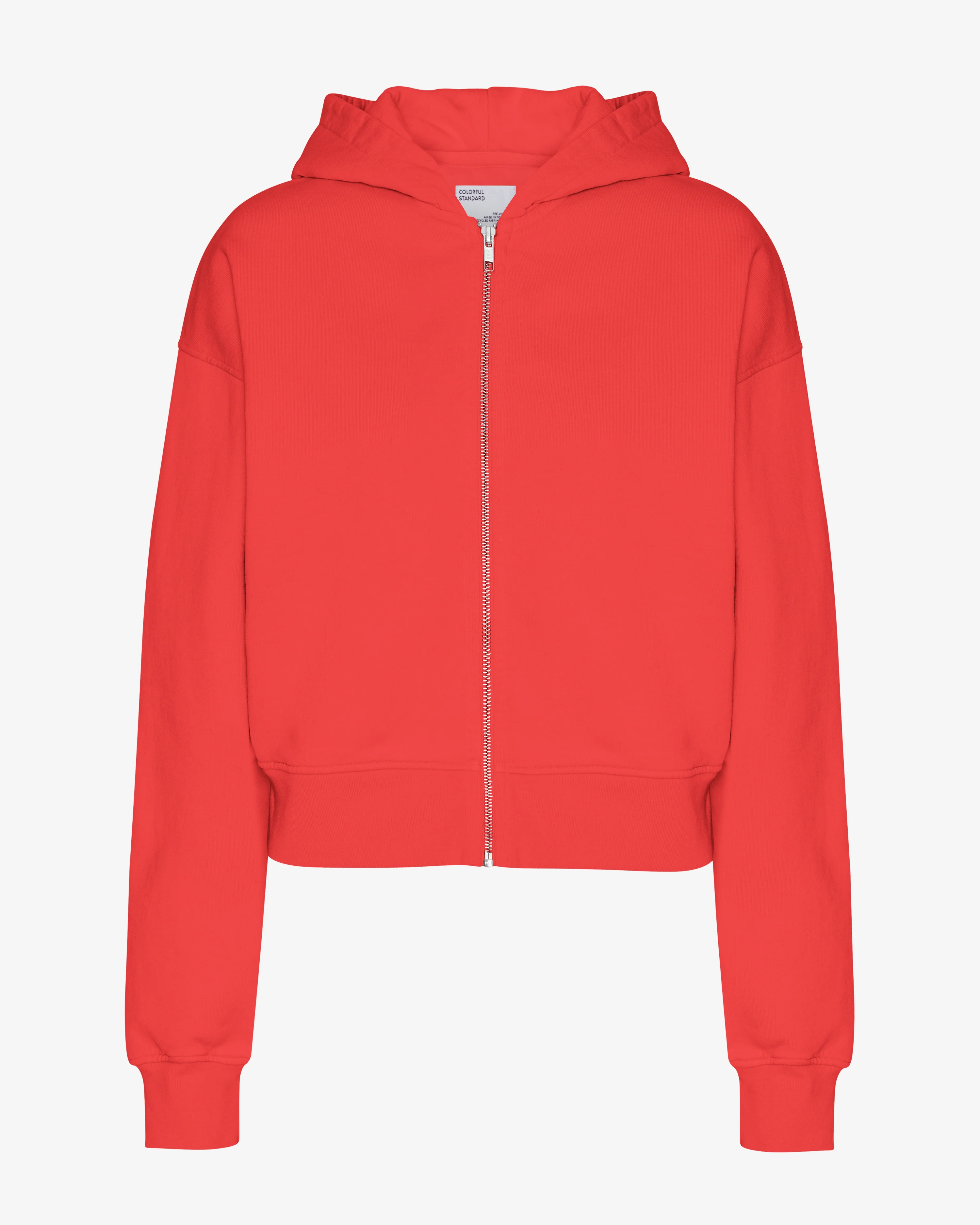 Organic Crop Zip Hood - Red Tangerine