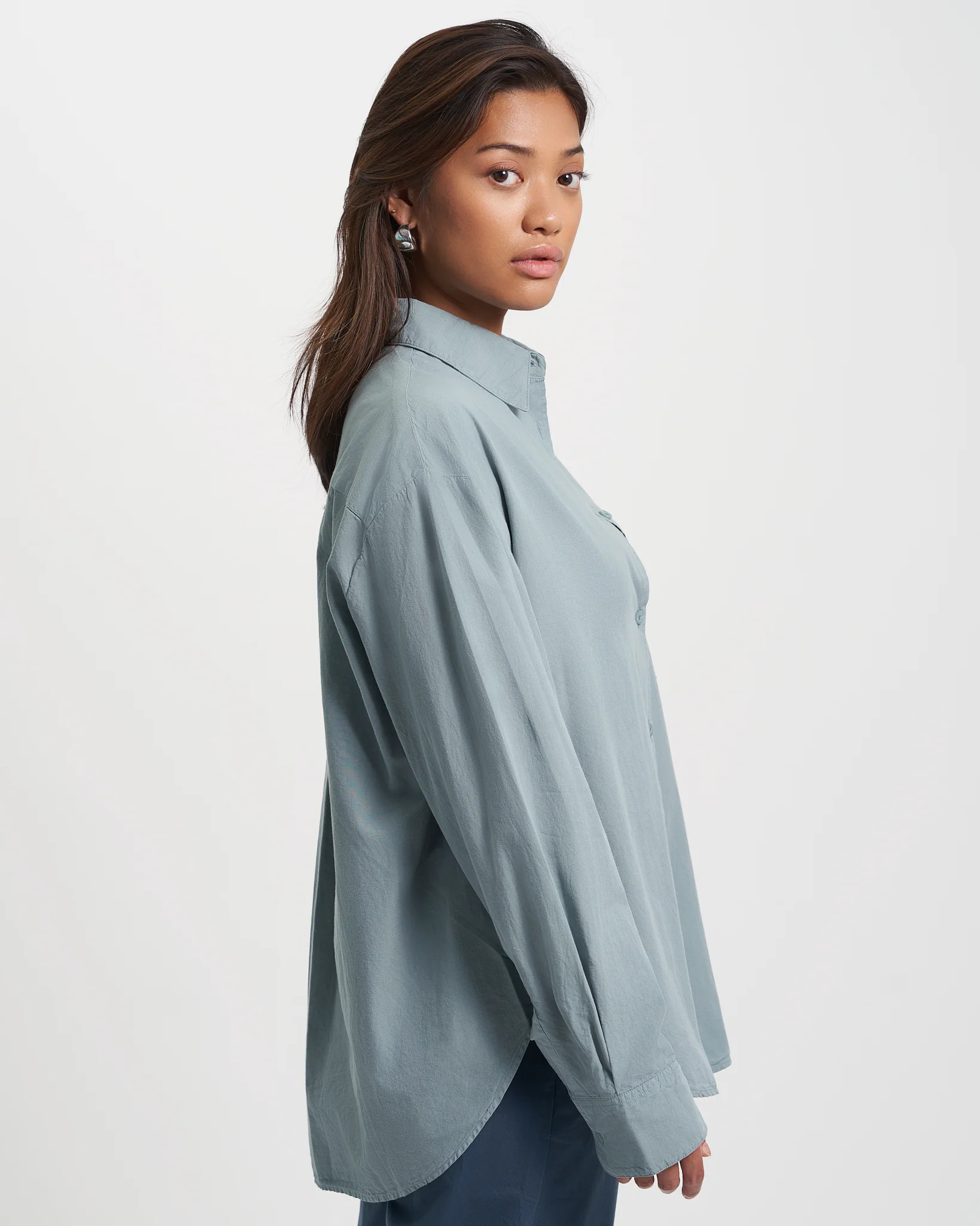 Organic Oversized Shirt - Steel Blue - Image 4