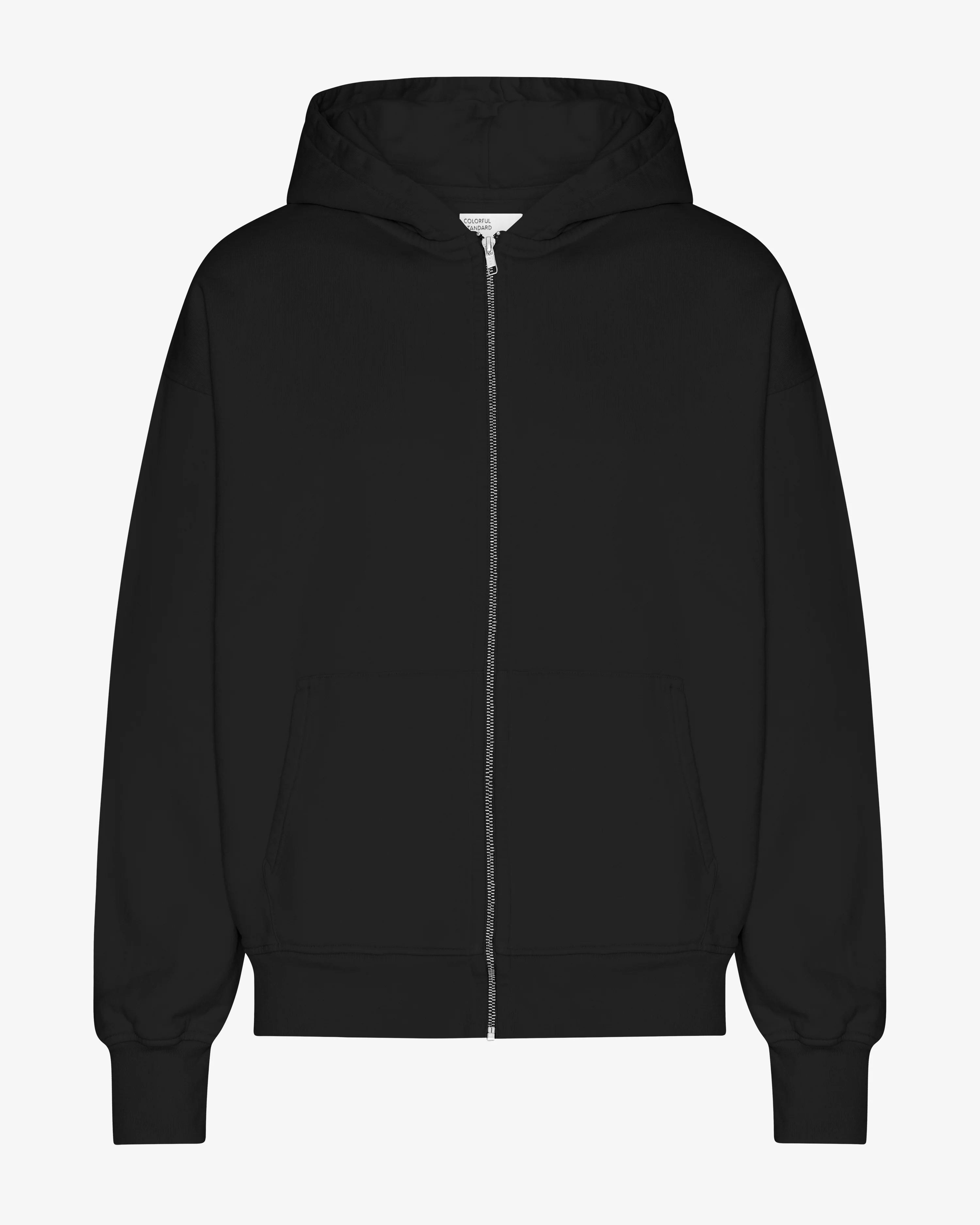 Organic Oversized Zip Hood - Deep Black