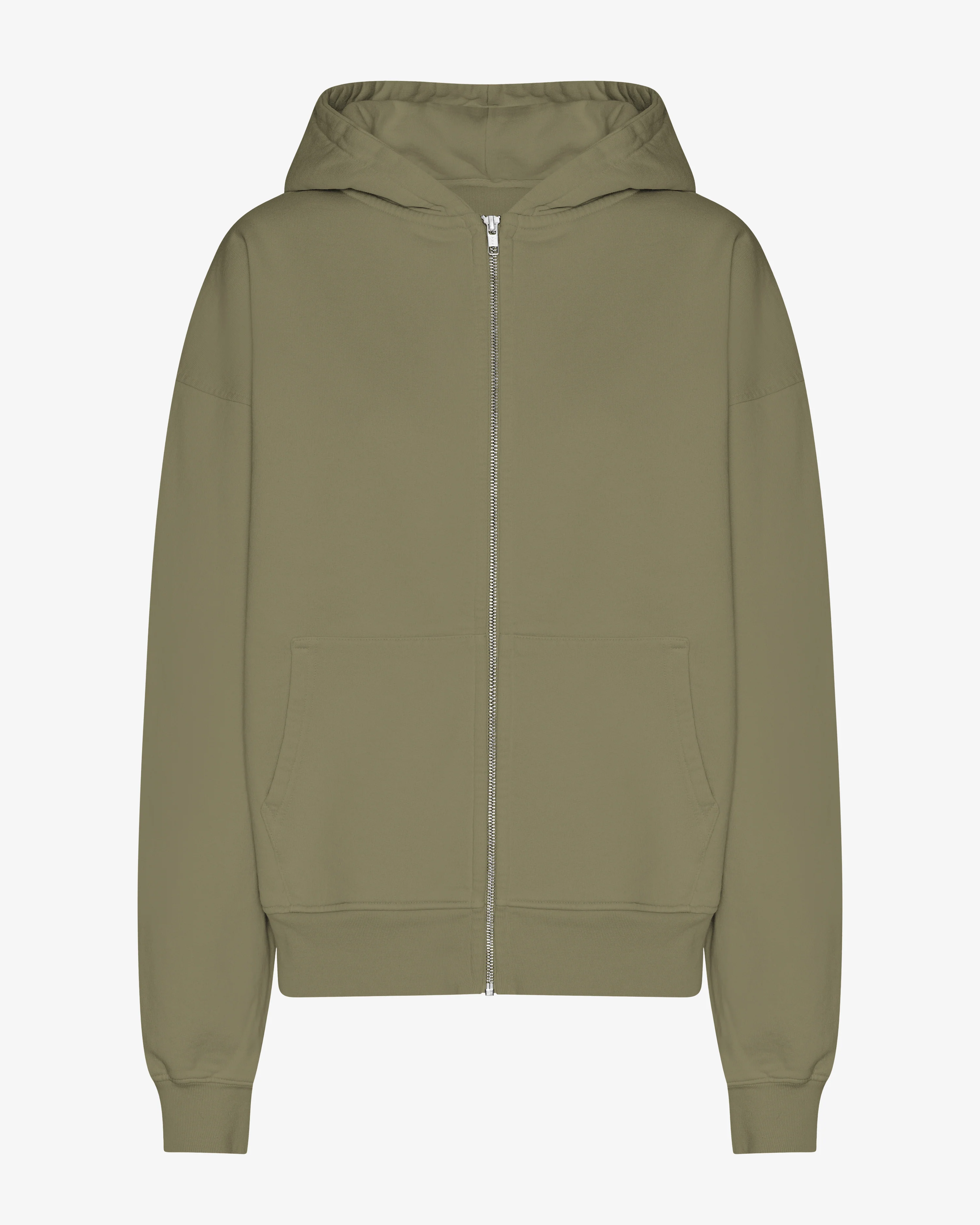Organic Oversized Zip Hood - Dusty Olive