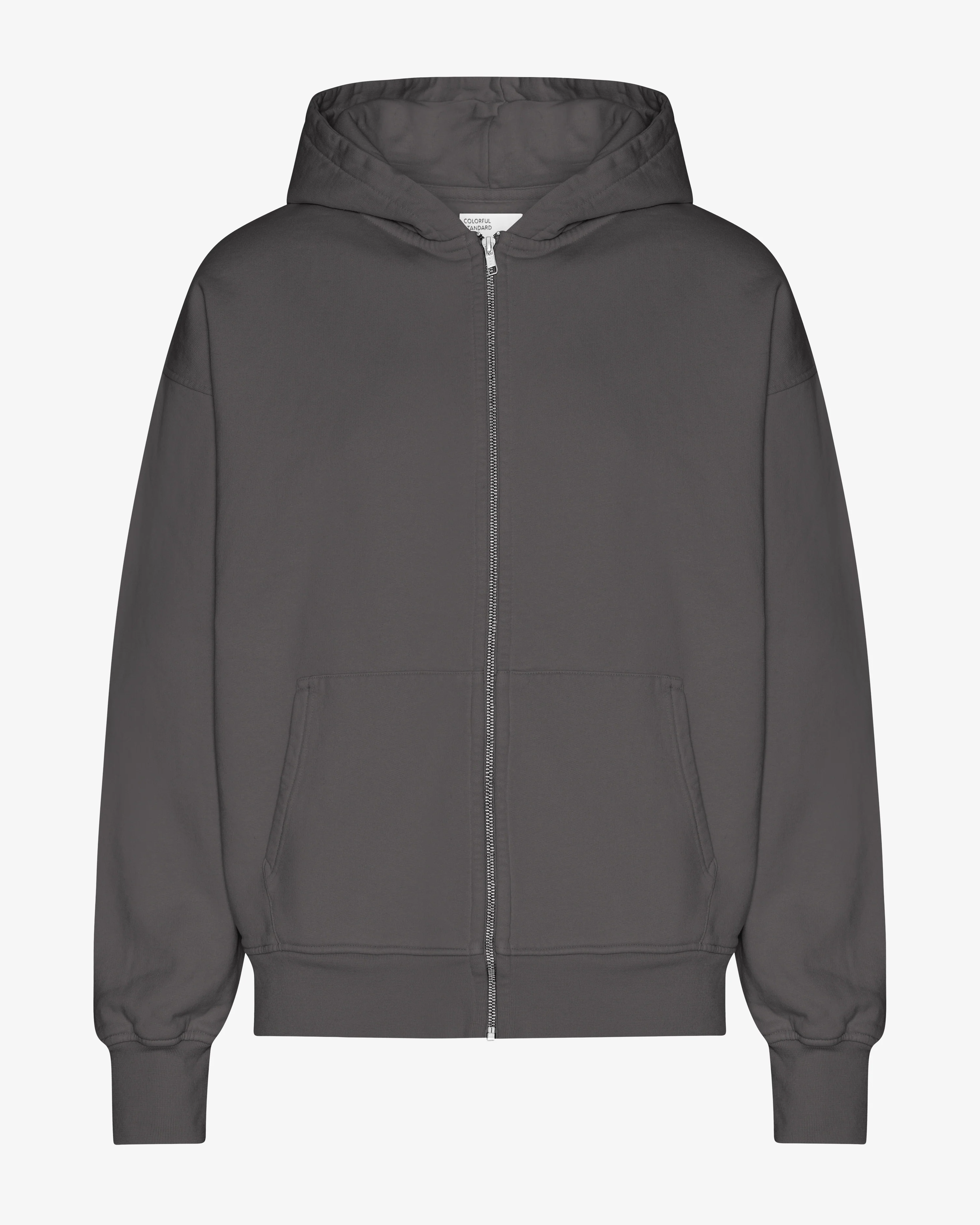 Organic Oversized Zip Hood - Lava Grey