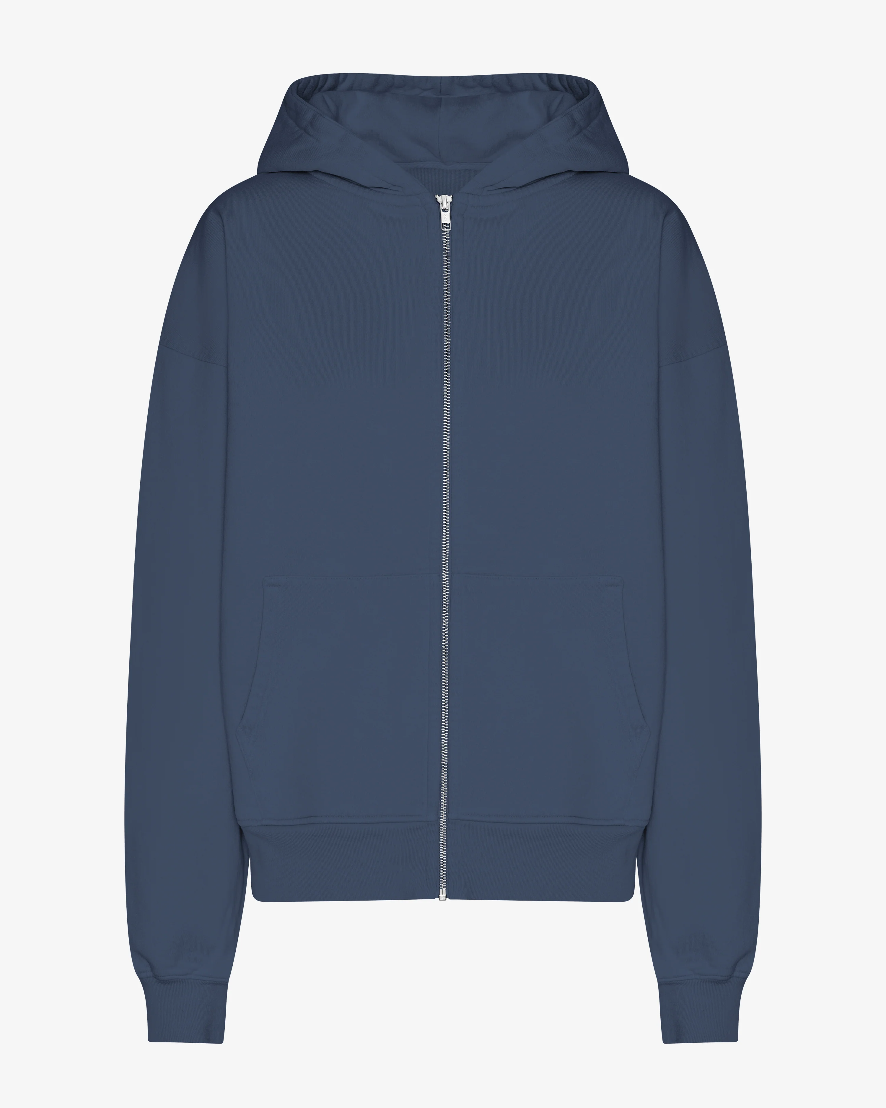 Organic Oversized Zip Hood - Petrol Blue