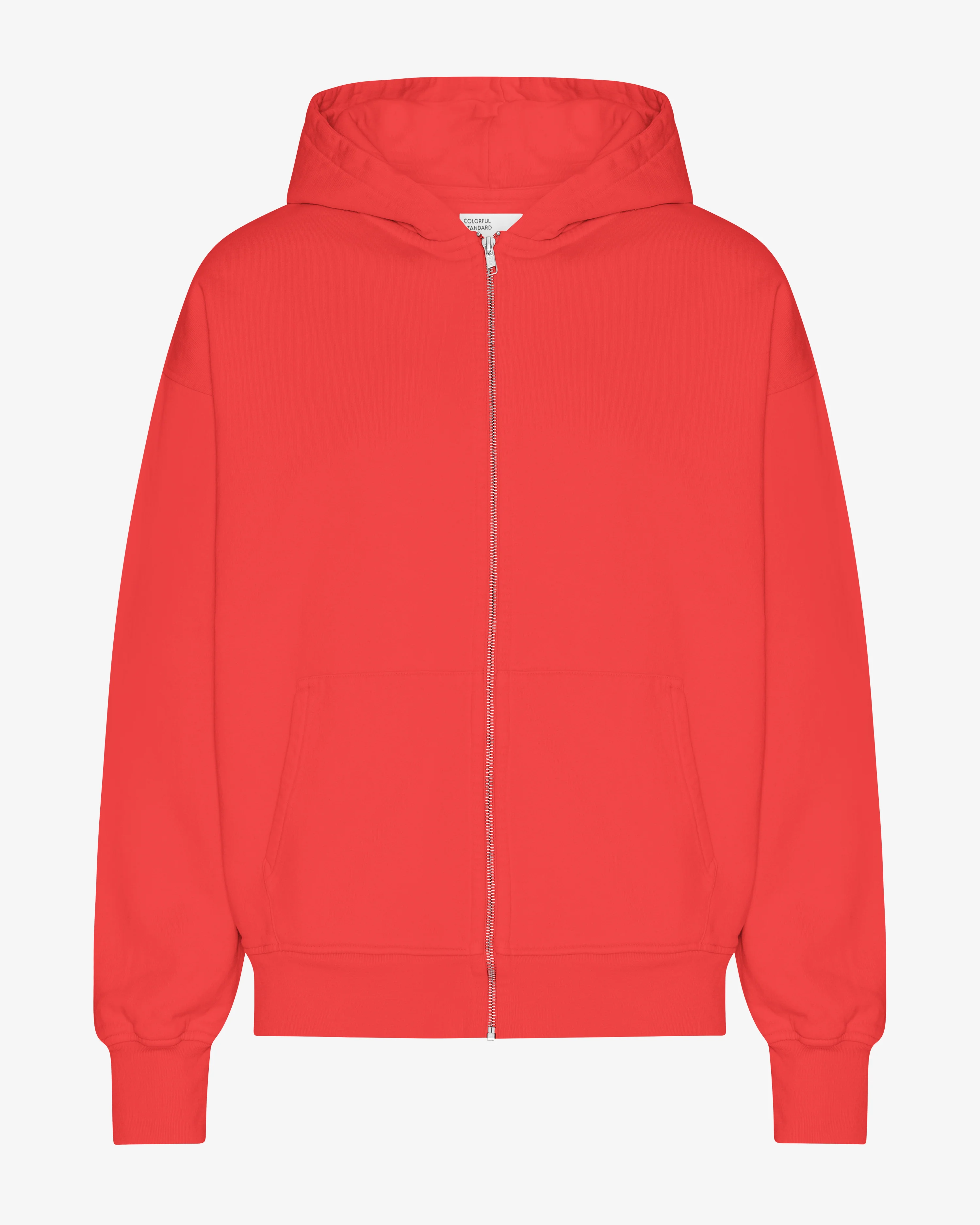 Organic Oversized Zip Hood - Red Tangerine