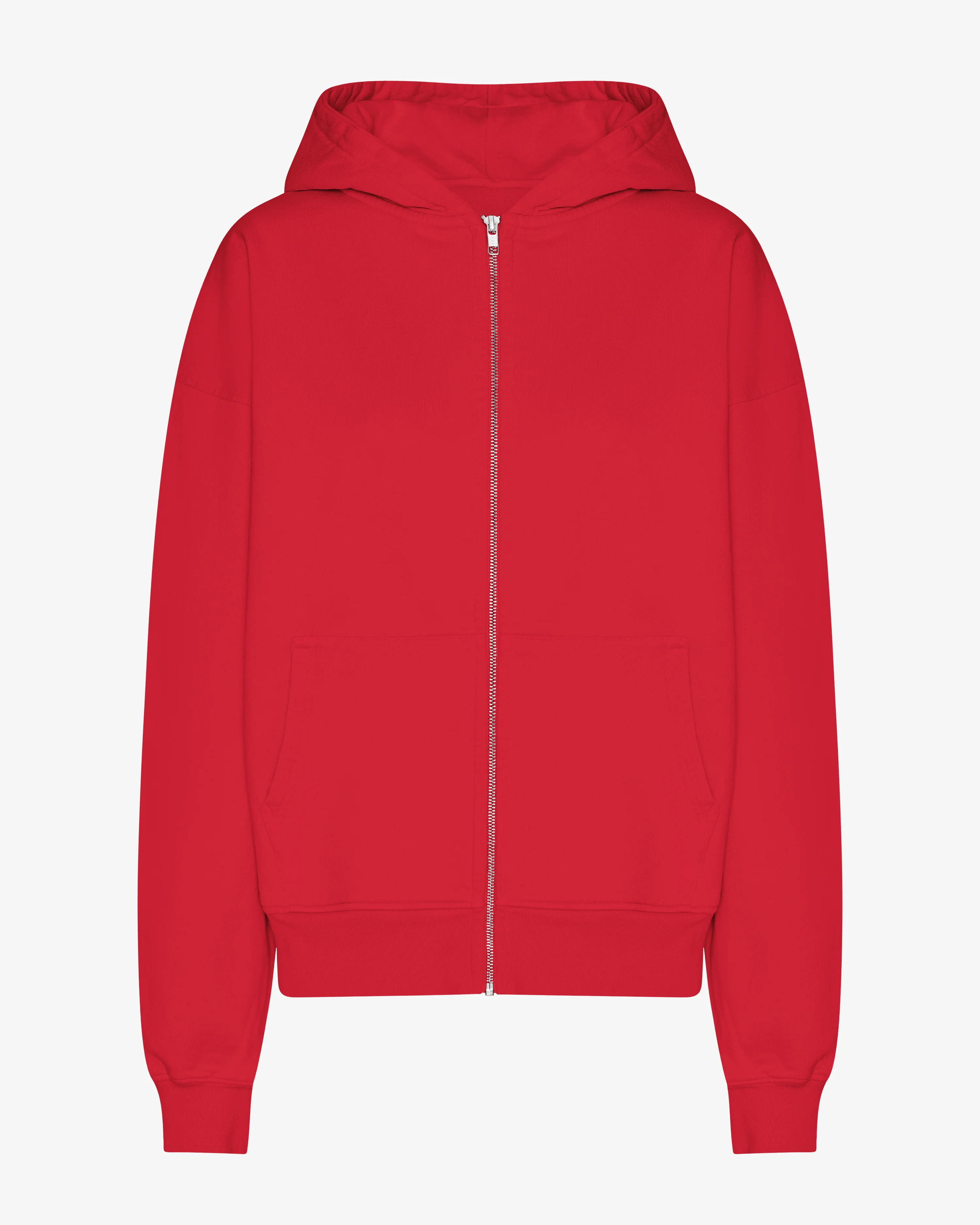 Organic Oversized Zip Hood - Scarlet Red