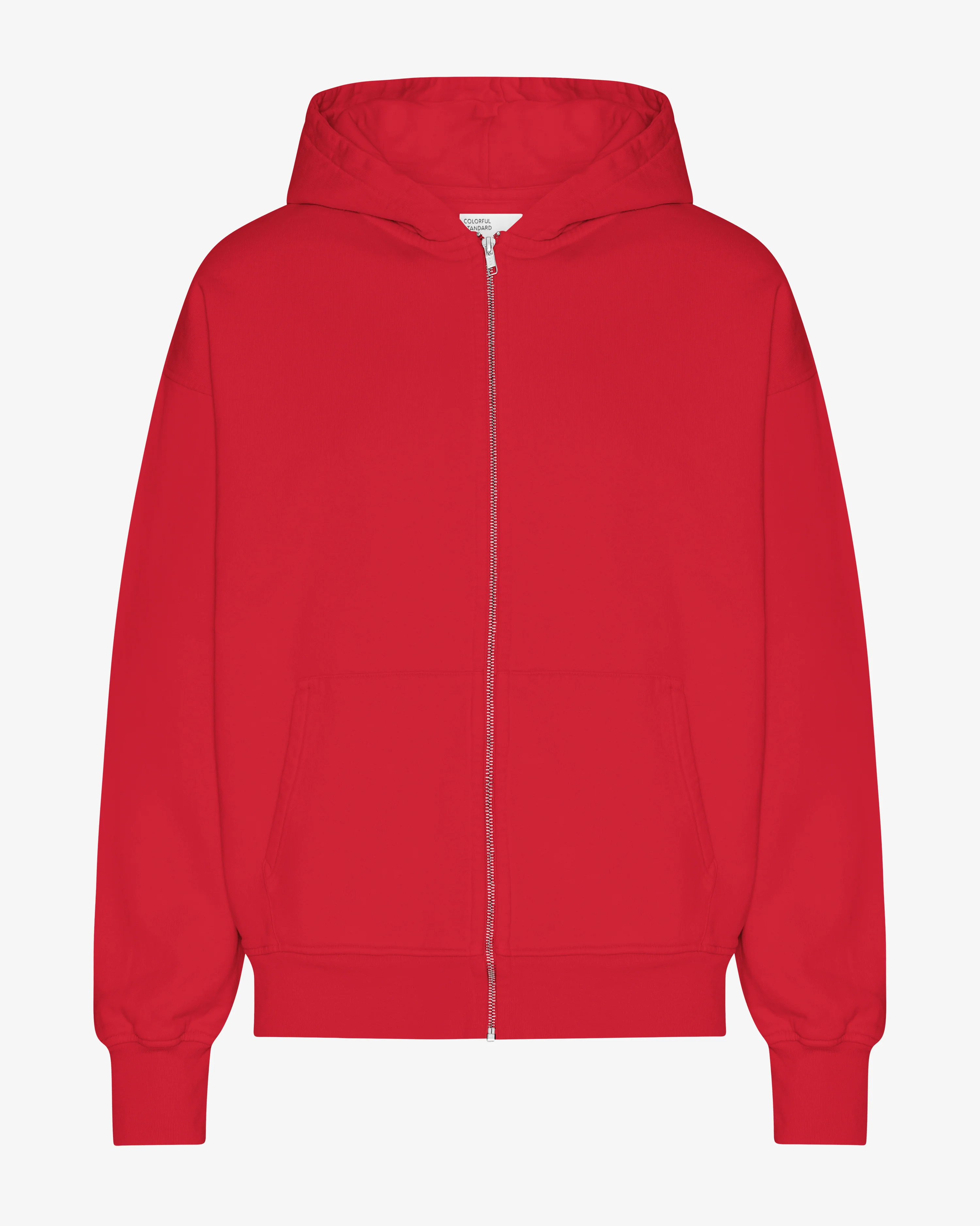 Organic Oversized Zip Hood - Scarlet Red