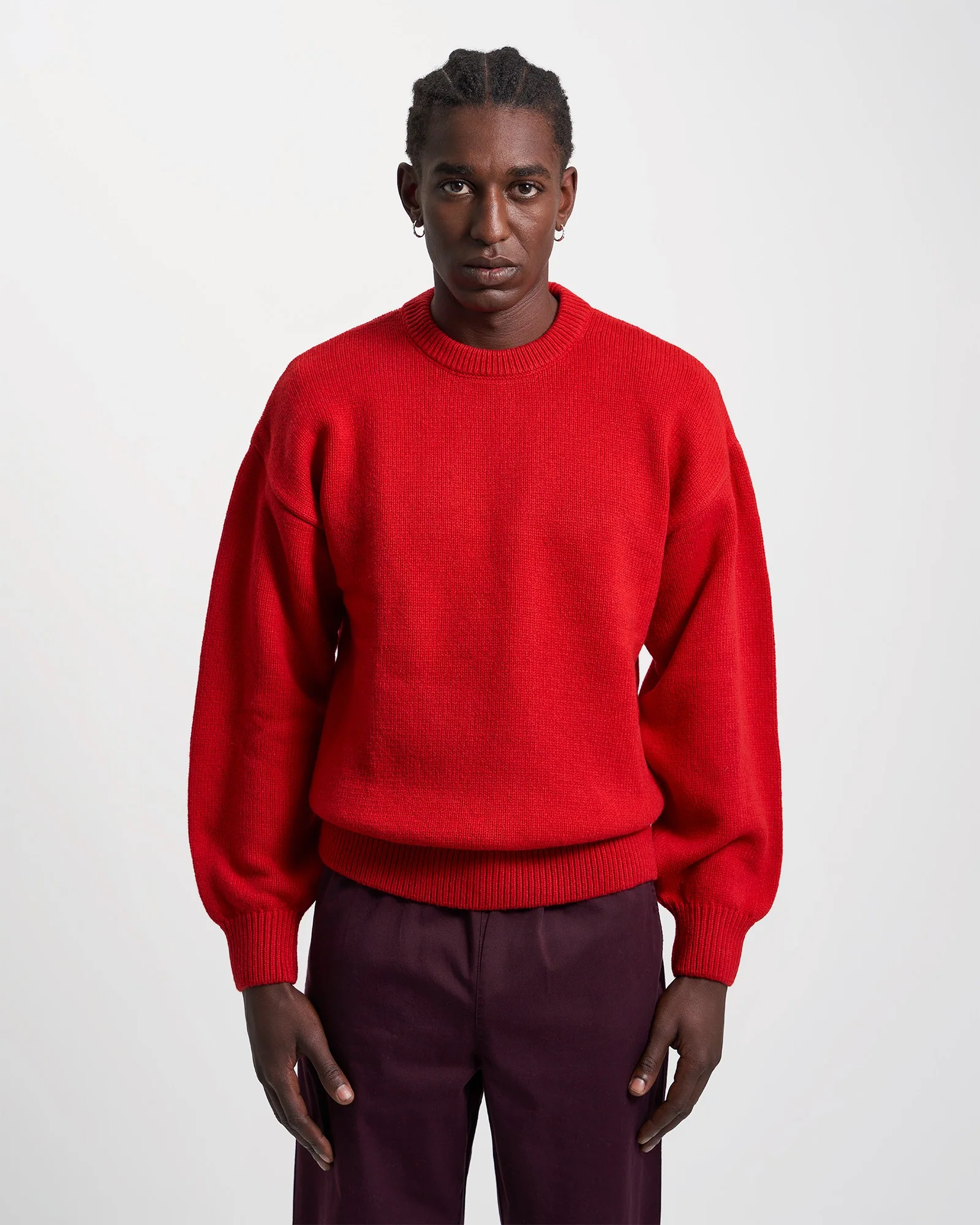 Oversized Merino Wool Crew - Scarlet Red - Image 2