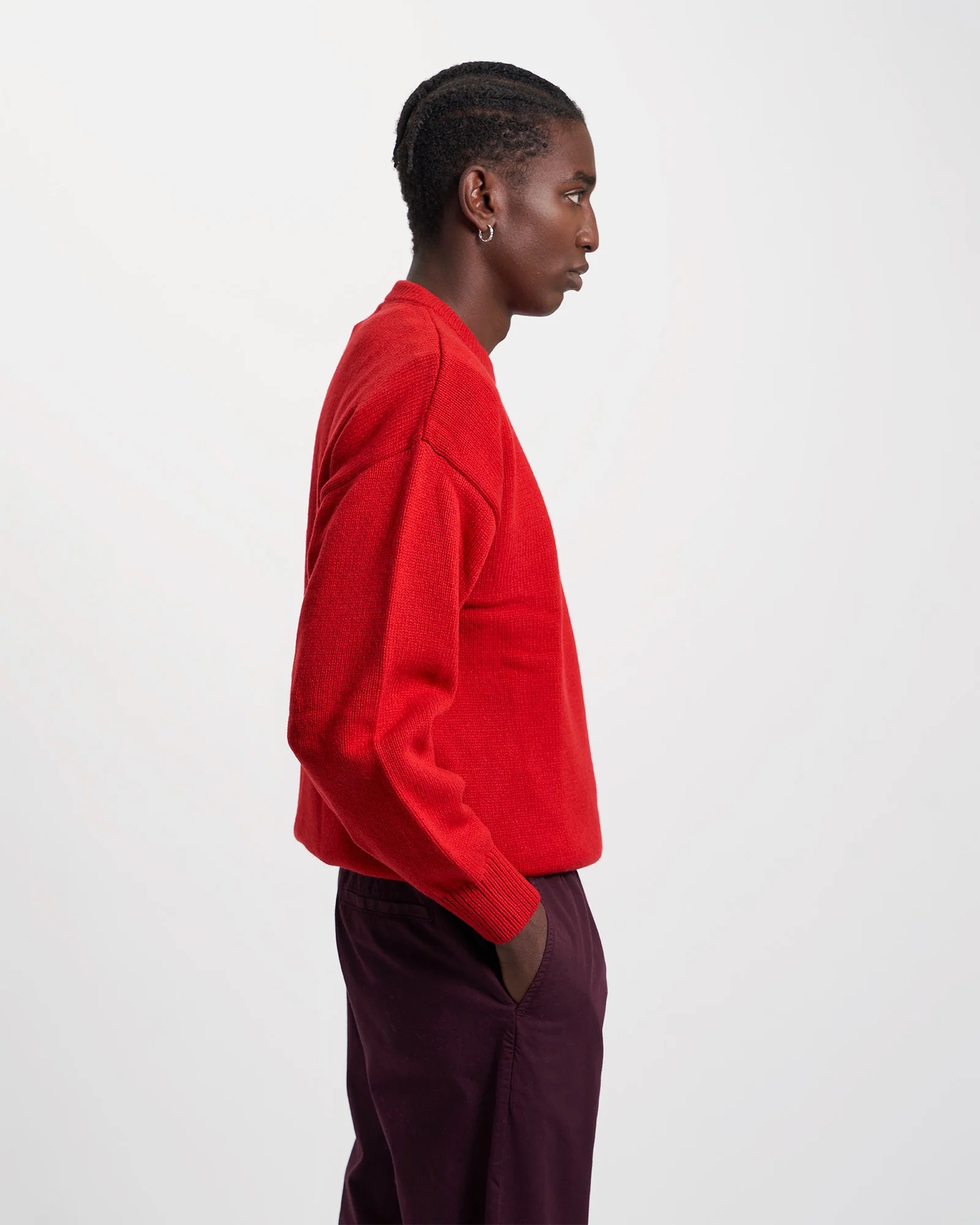 Oversized Merino Wool Crew - Scarlet Red - Image 3