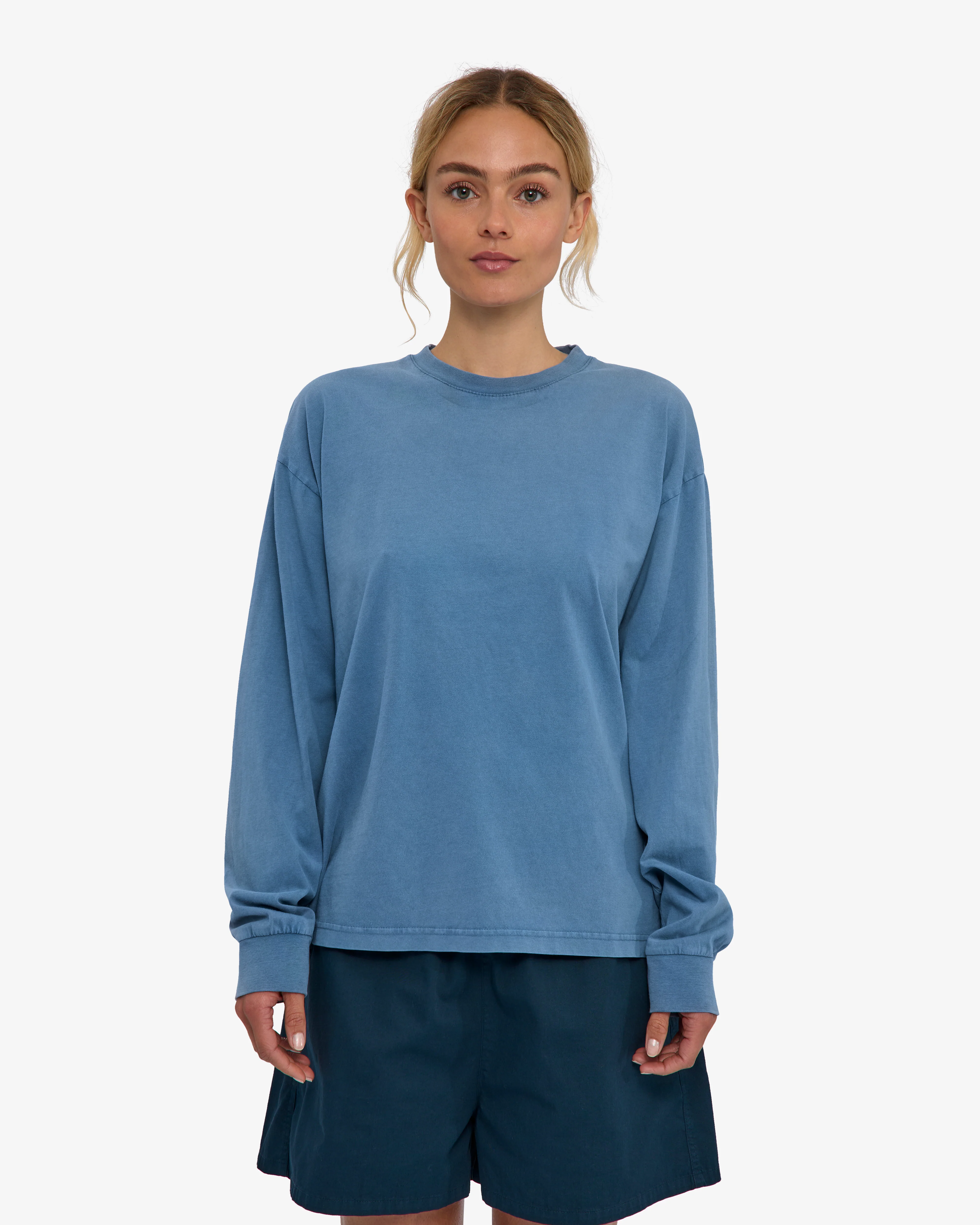 Oversized Organic LS T-Shirt - Faded Indigo - Image 2