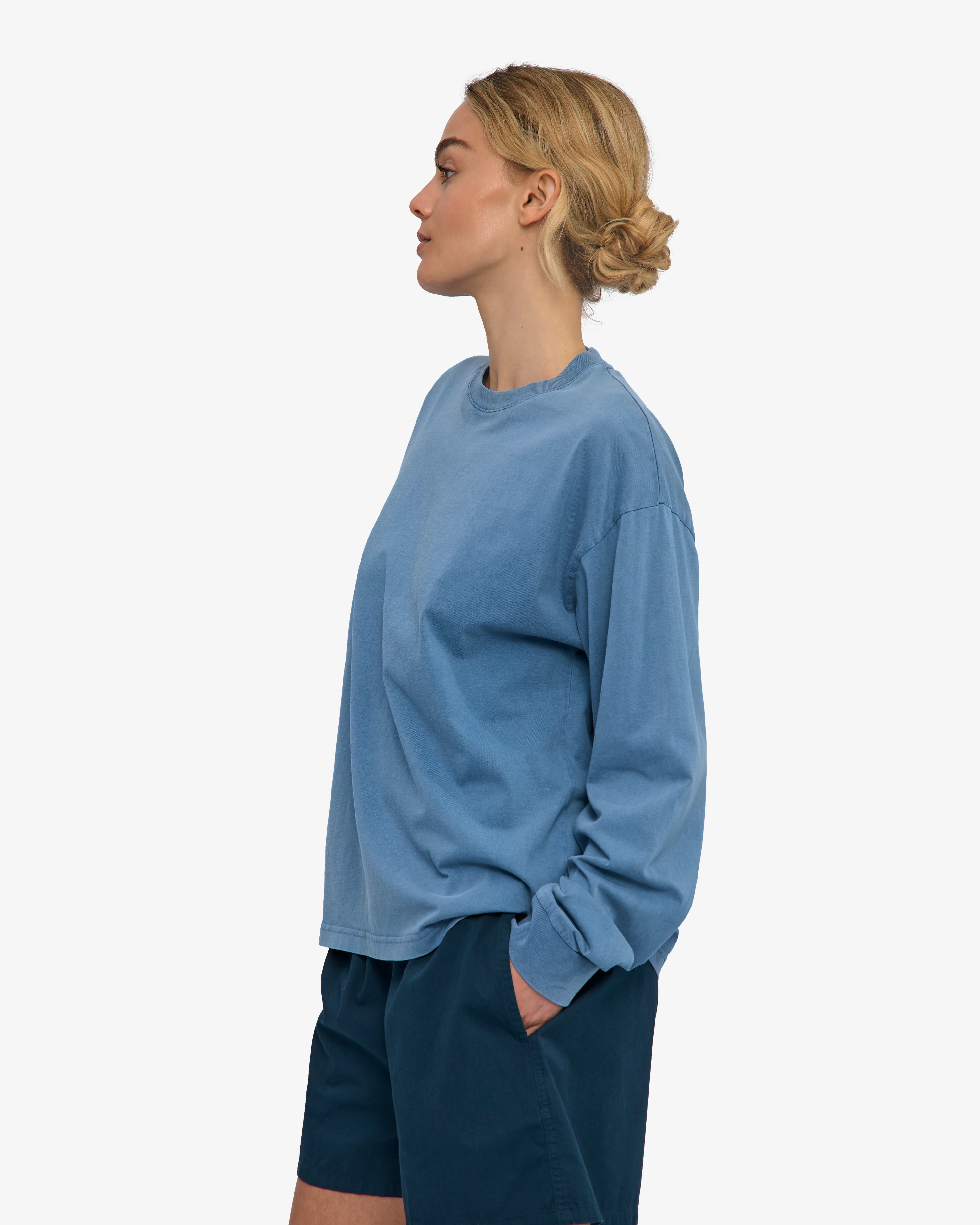 Oversized Organic LS T-Shirt - Faded Indigo - Image 3