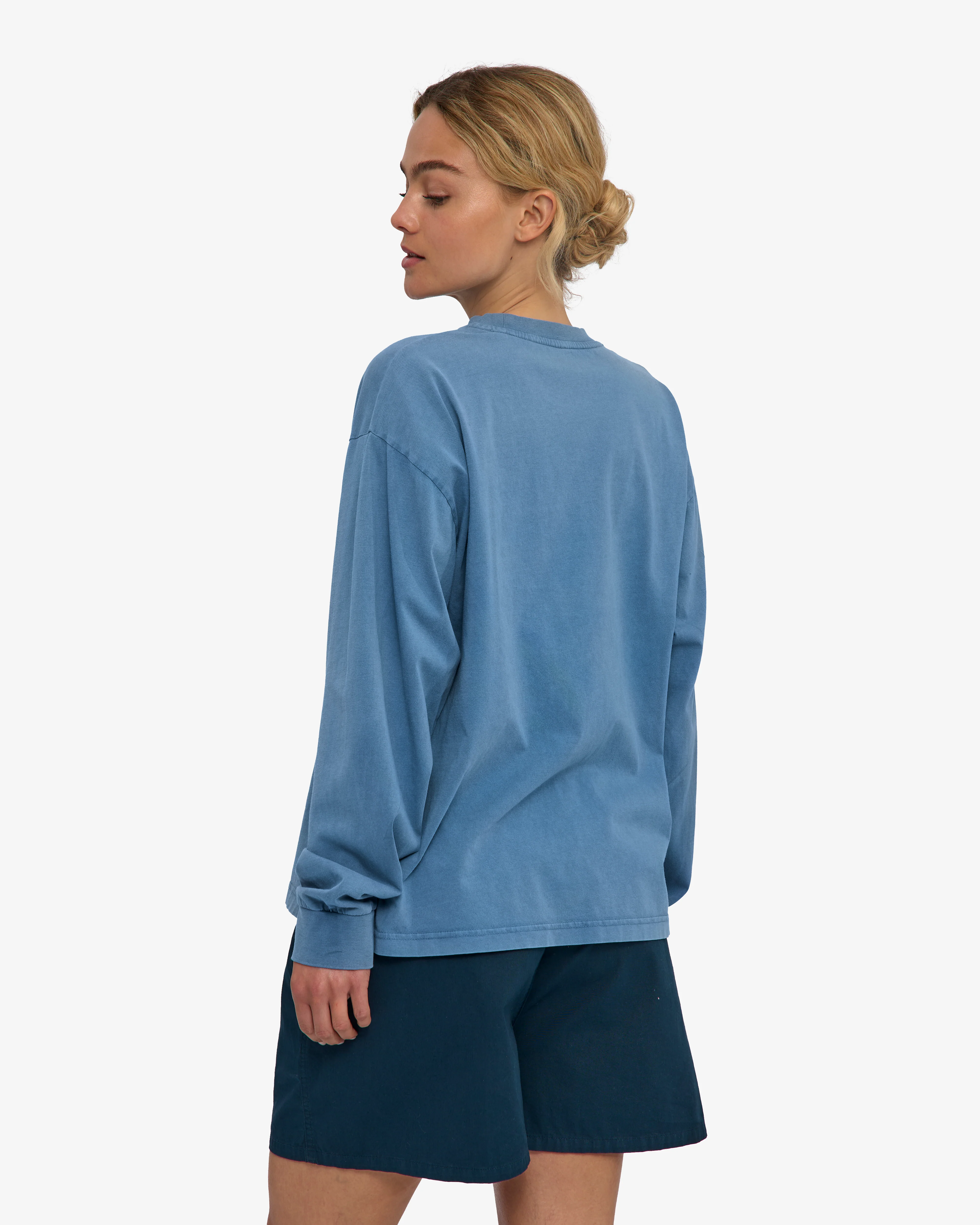 Oversized Organic LS T-Shirt - Faded Indigo - Image 4