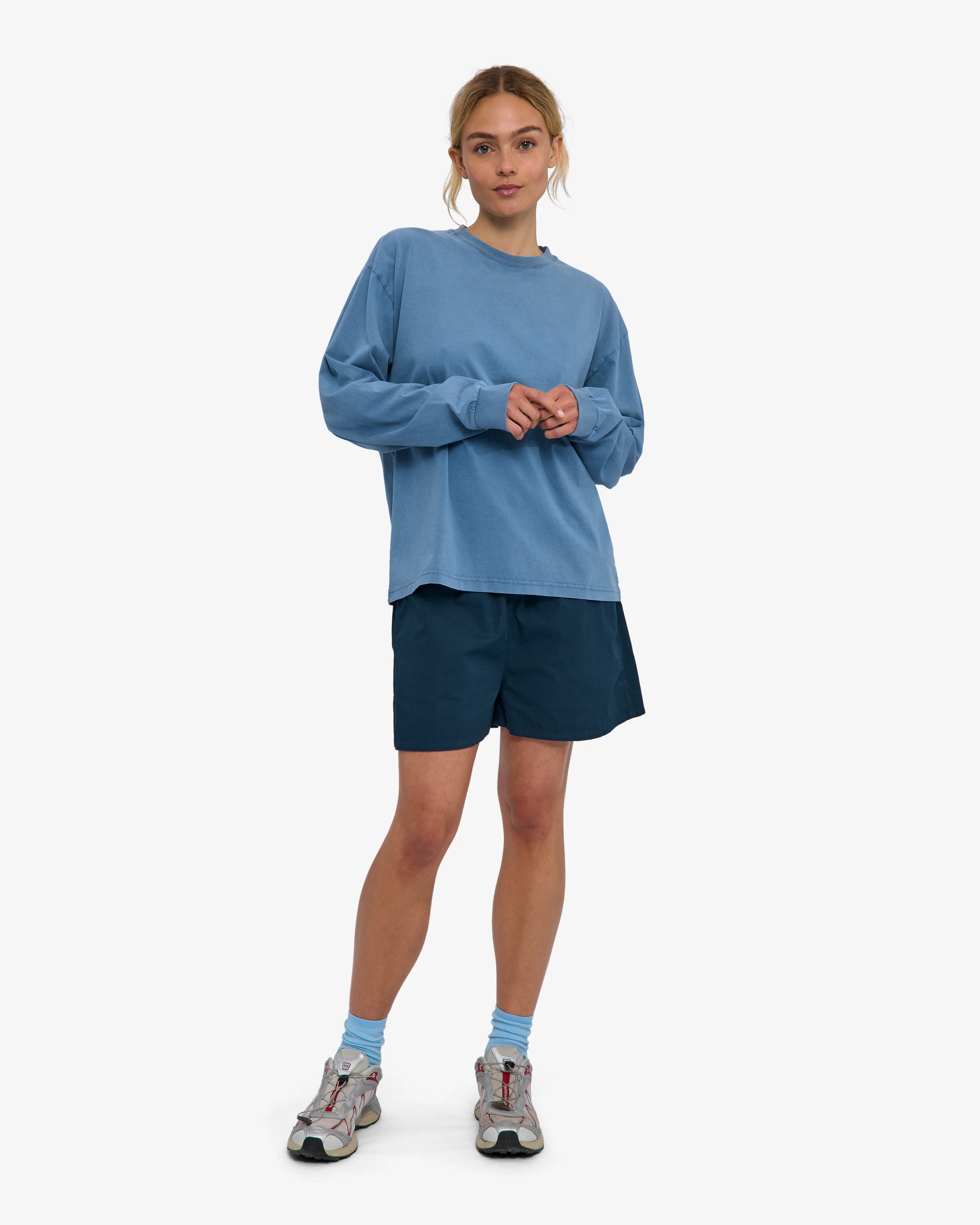 Oversized Organic LS T-Shirt - Faded Indigo - Image 5