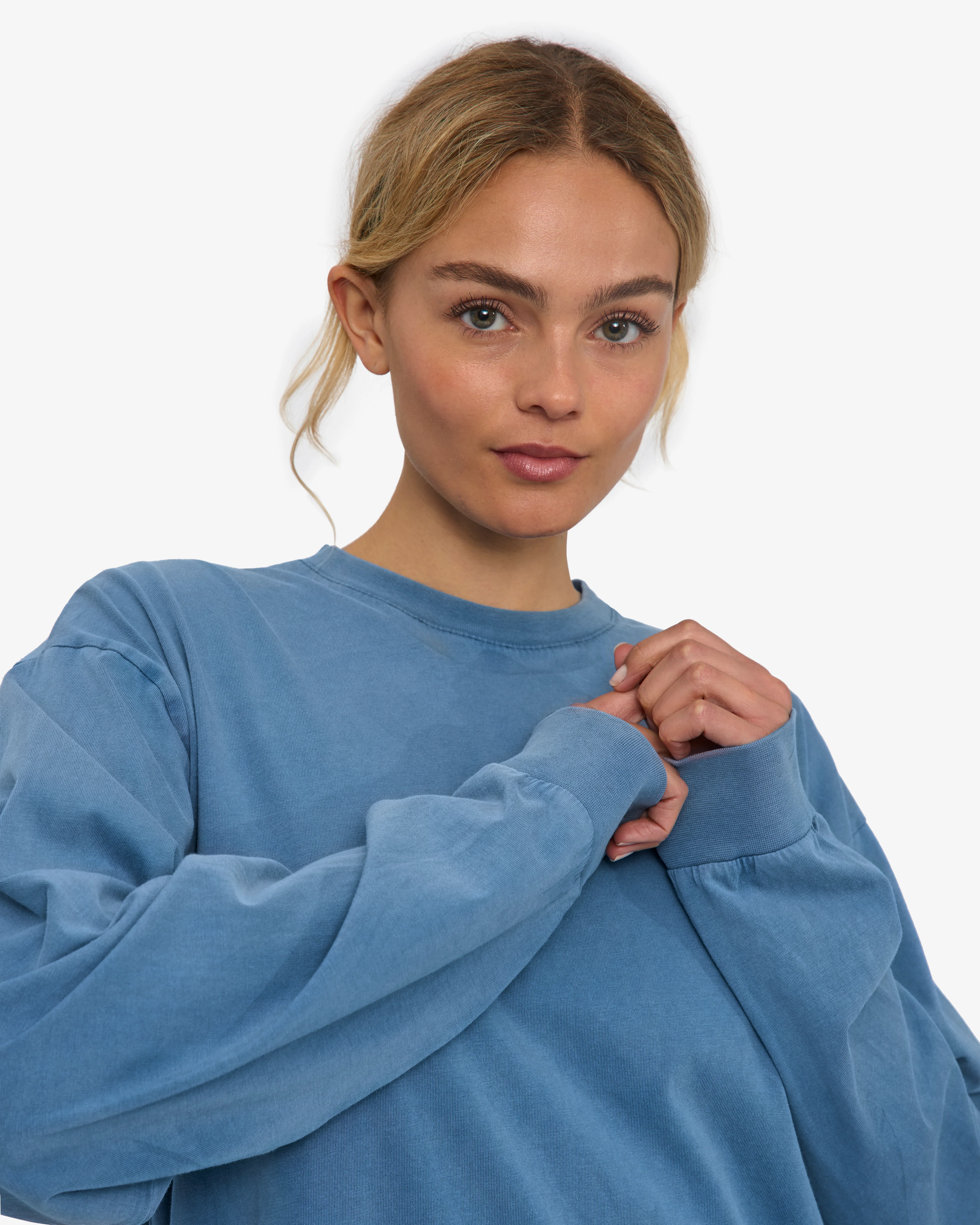Oversized Organic LS T-Shirt - Faded Indigo - Image 6
