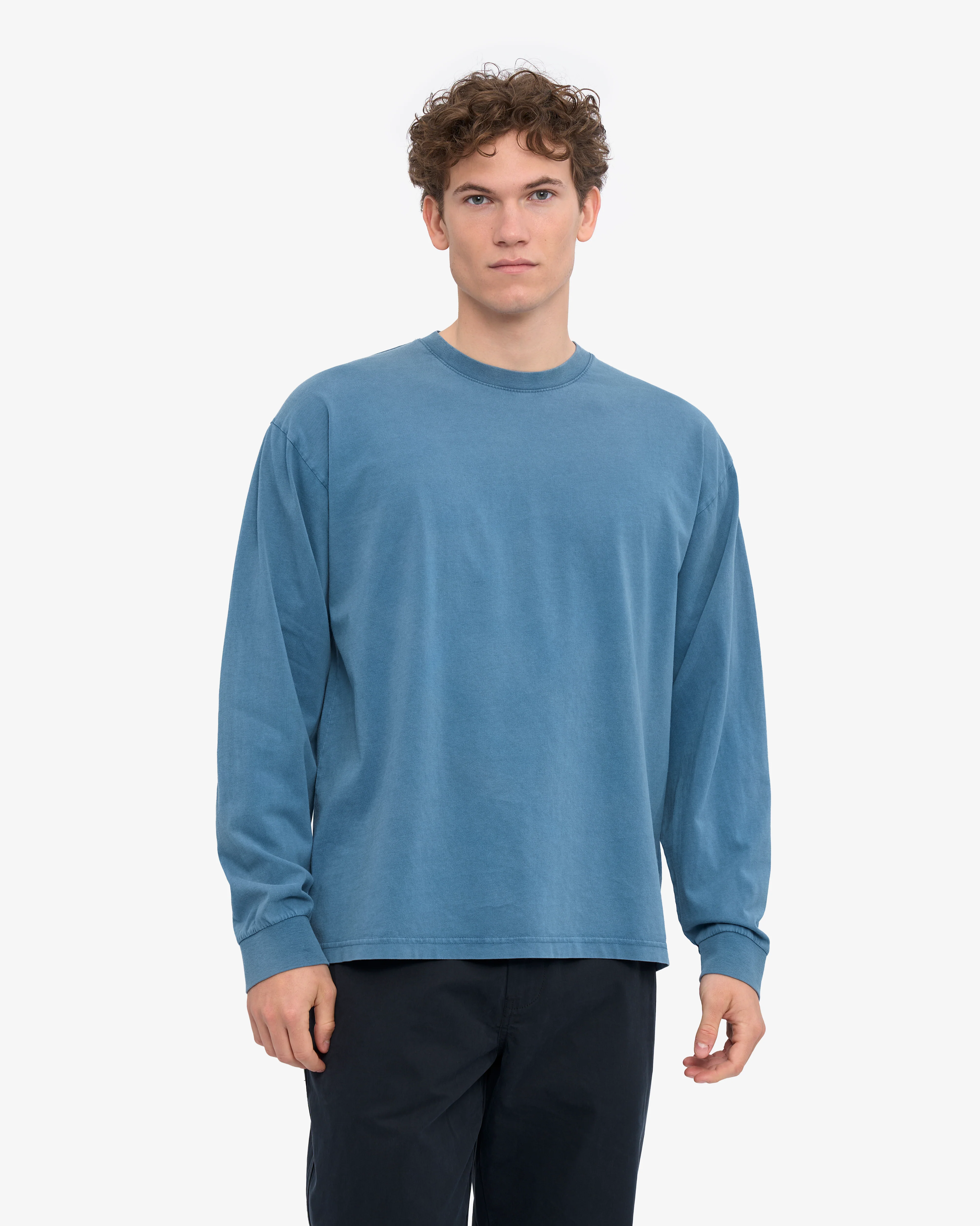 Oversized Organic LS T-Shirt - Faded Indigo - Image 2