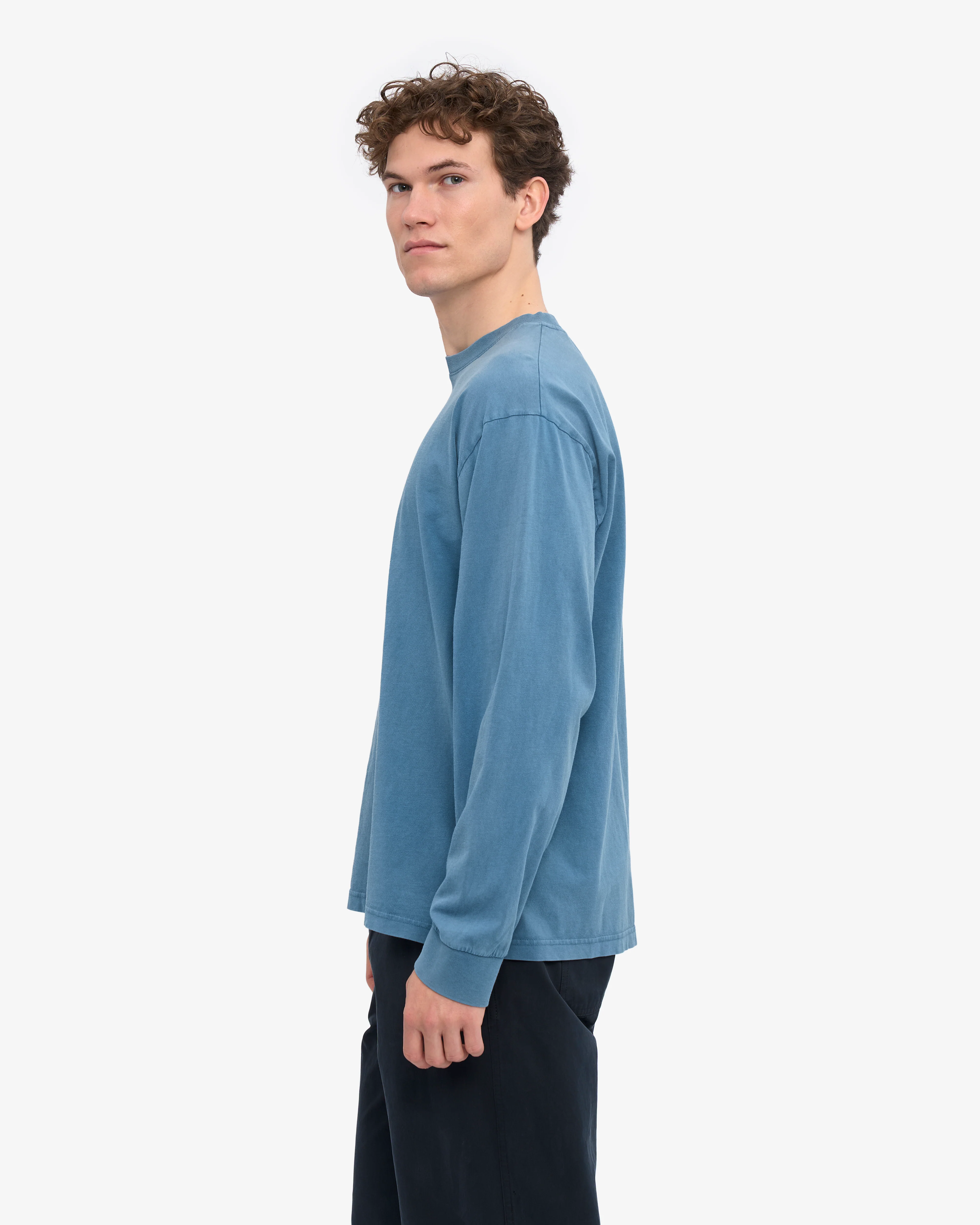 Oversized Organic LS T-Shirt - Faded Indigo - Image 3