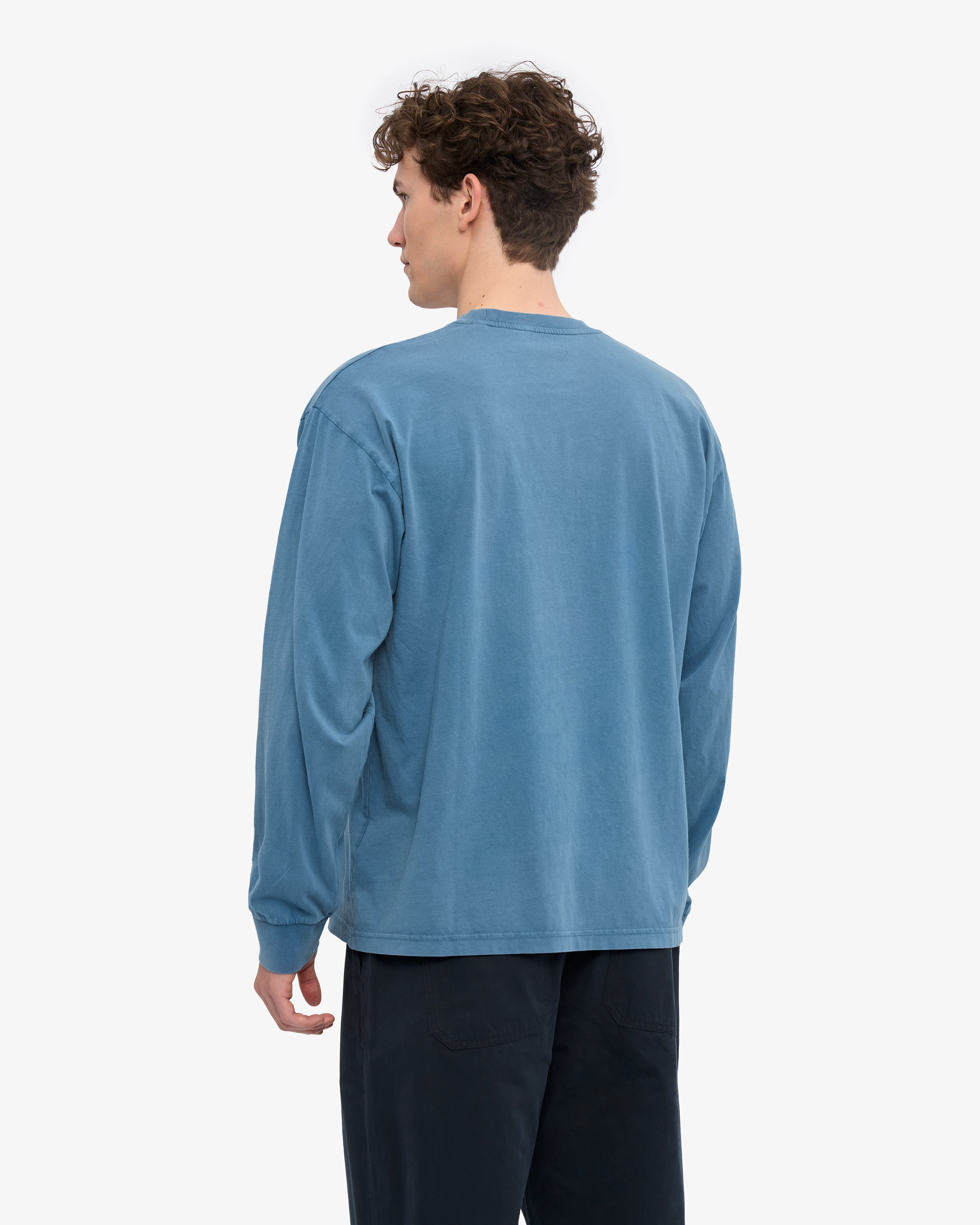 Oversized Organic LS T-Shirt - Faded Indigo - Image 4