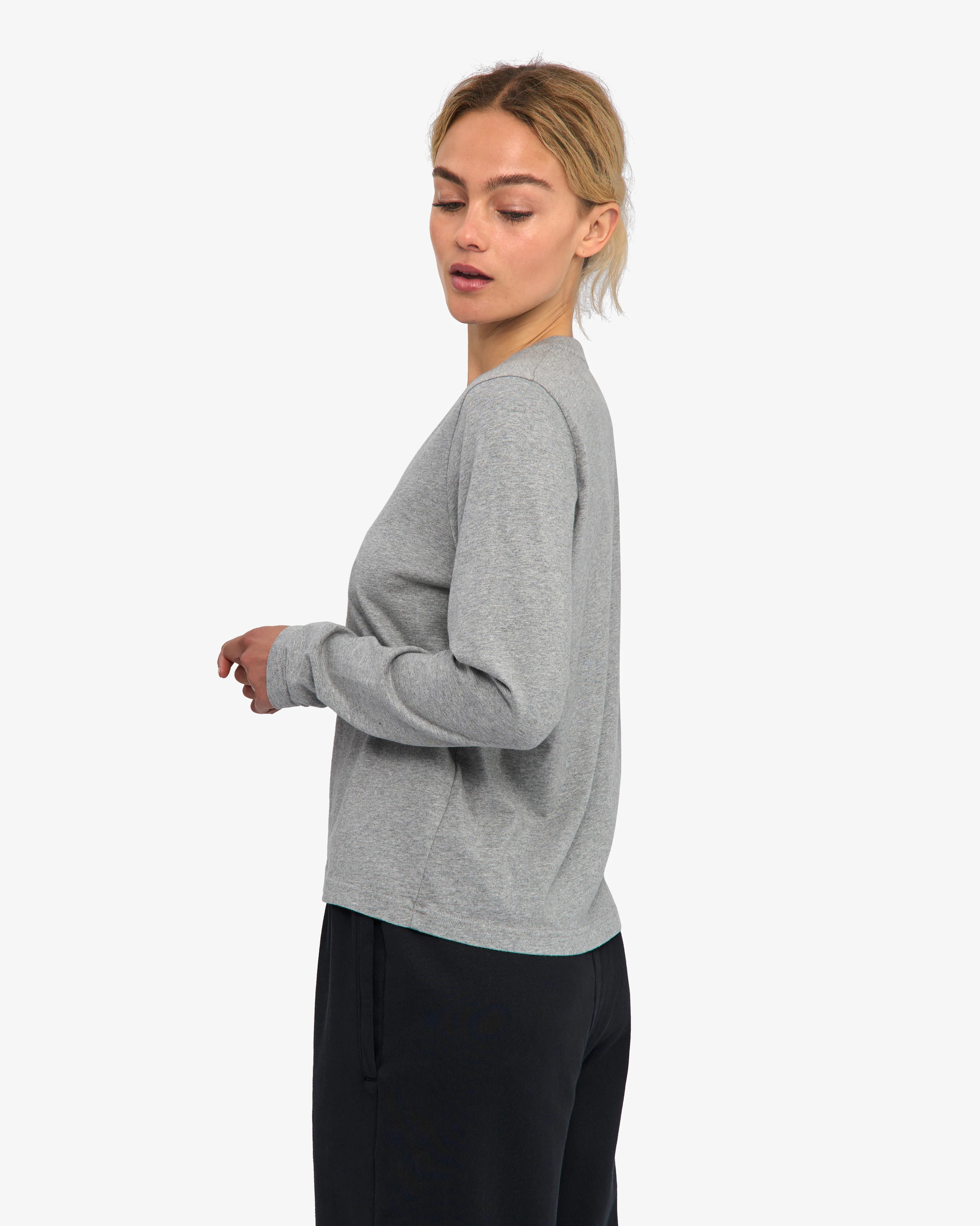 Women Organic LS T-Shirt - Heather Grey - Image 3