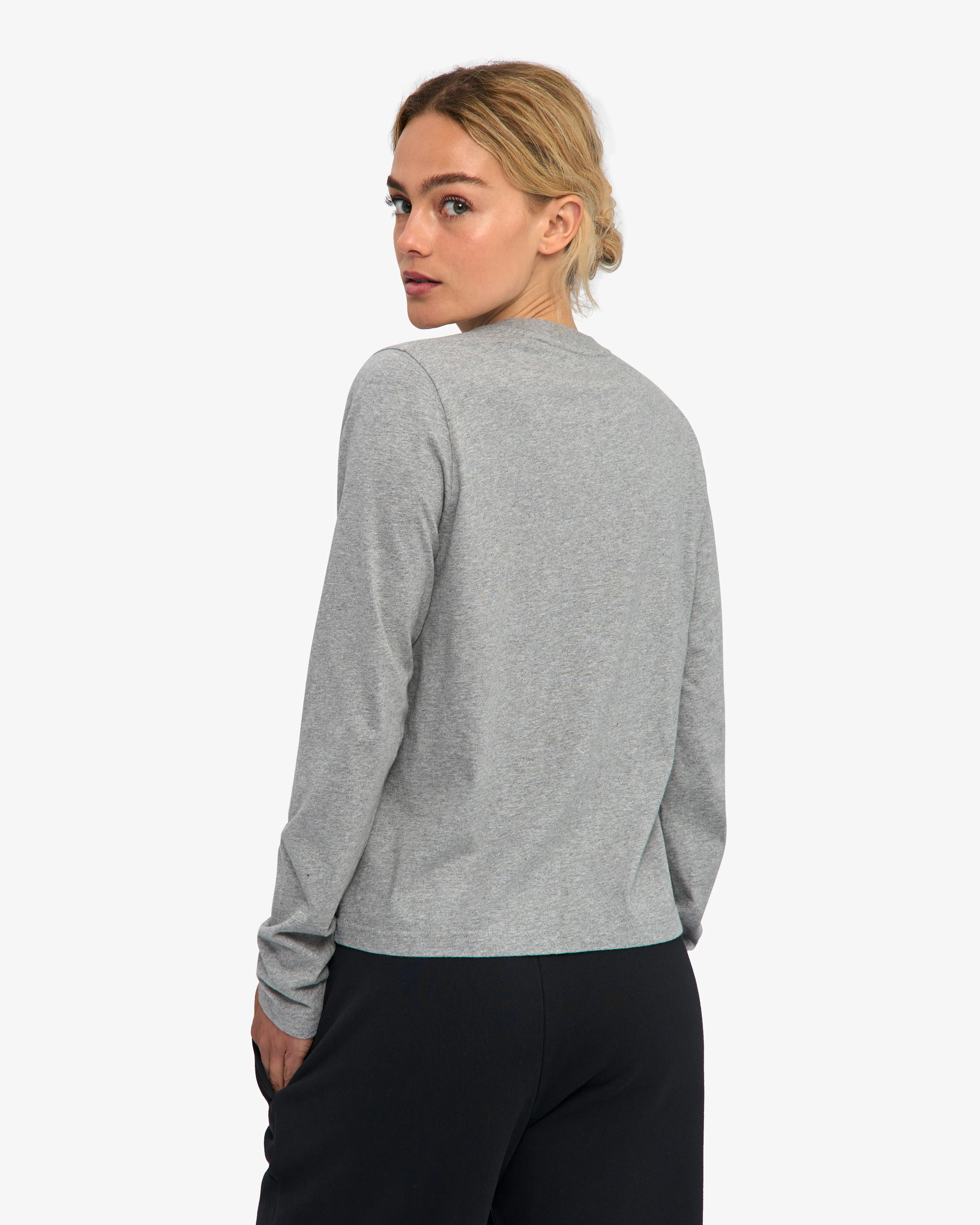 Women Organic LS T-Shirt - Heather Grey - Image 4