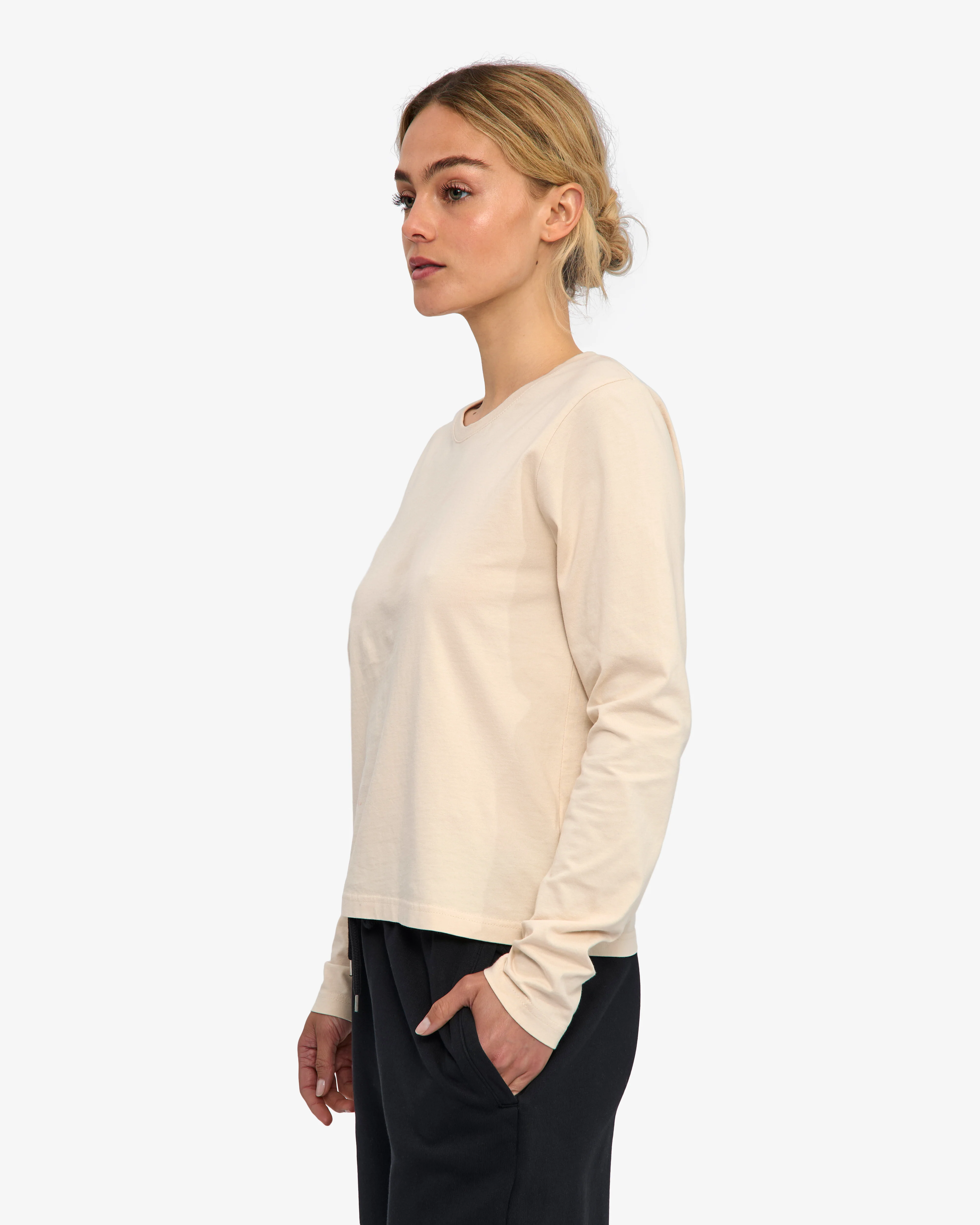 Women Organic LS T-Shirt - Ivory White - Image 3