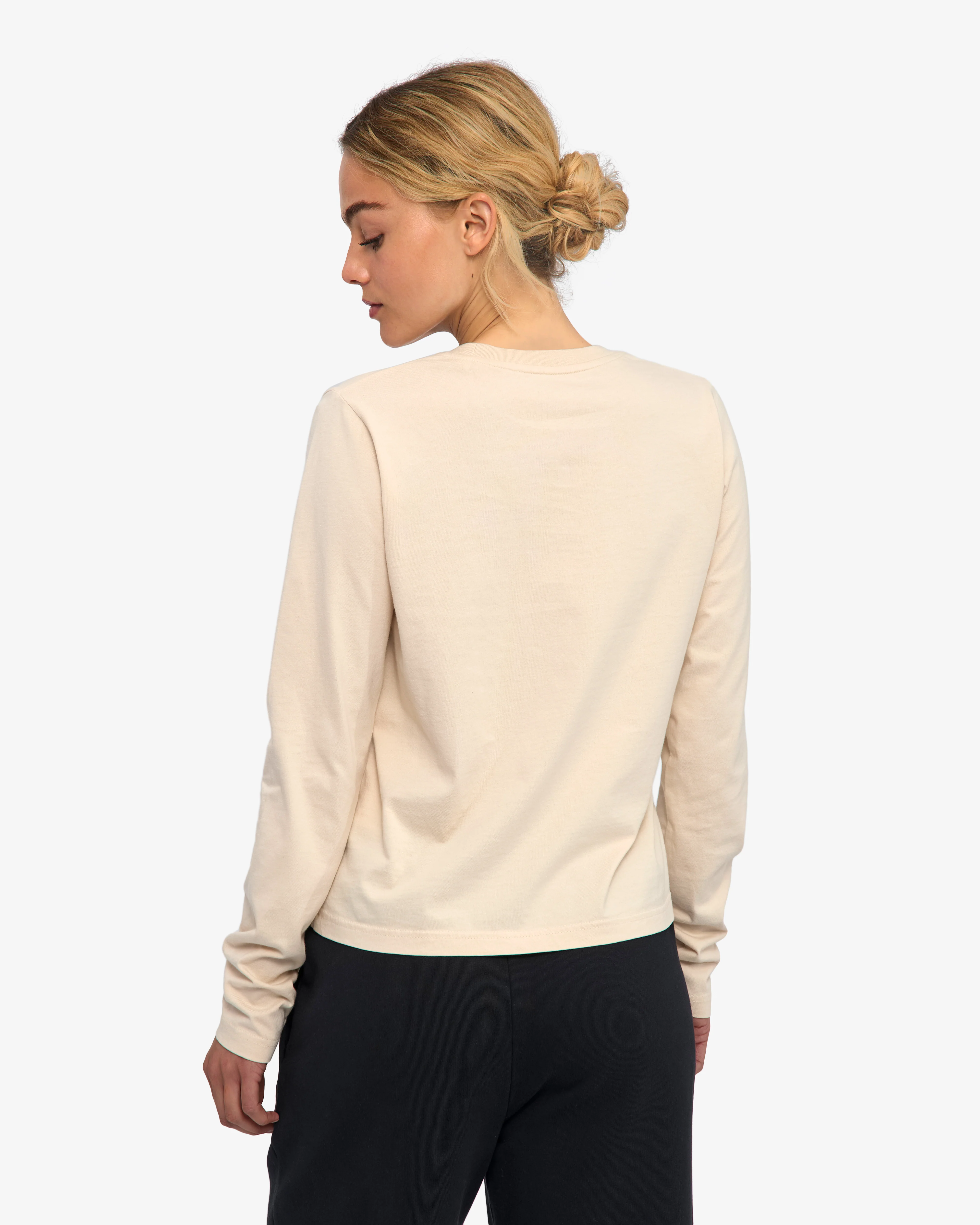 Women Organic LS T-Shirt - Ivory White - Image 4