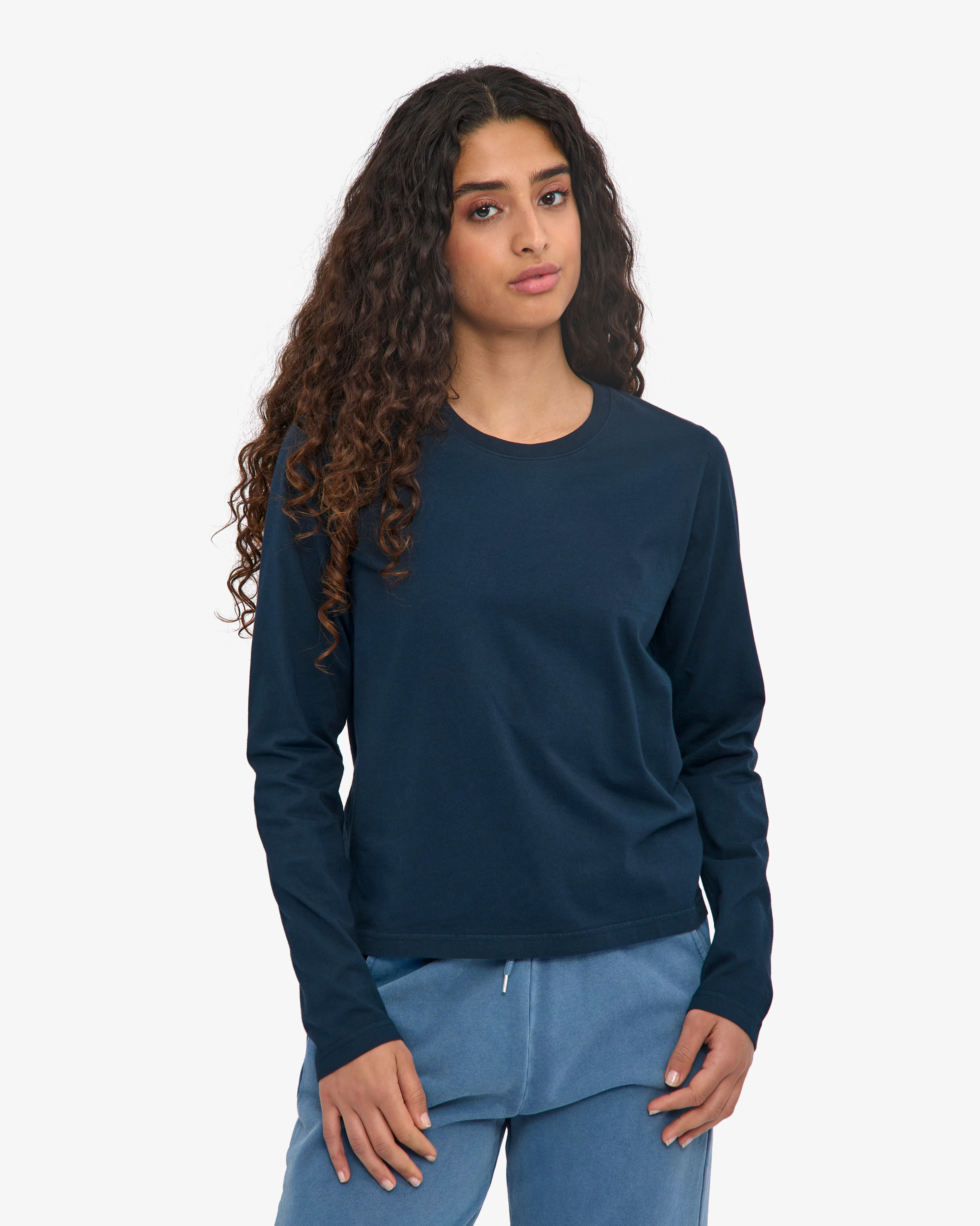 Women Organic LS T-Shirt - Navy Blue - Image 2