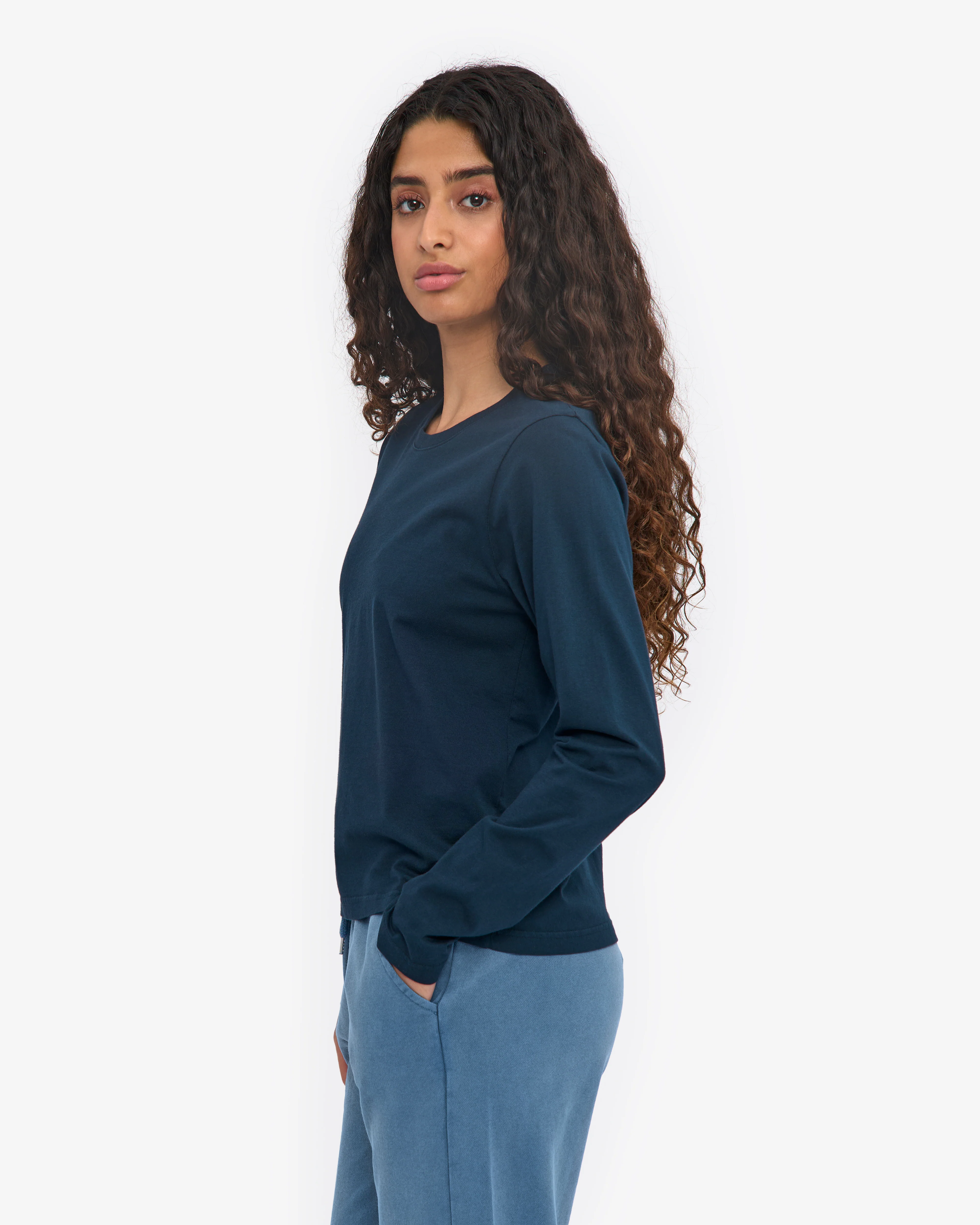 Women Organic LS T-Shirt - Navy Blue - Image 3