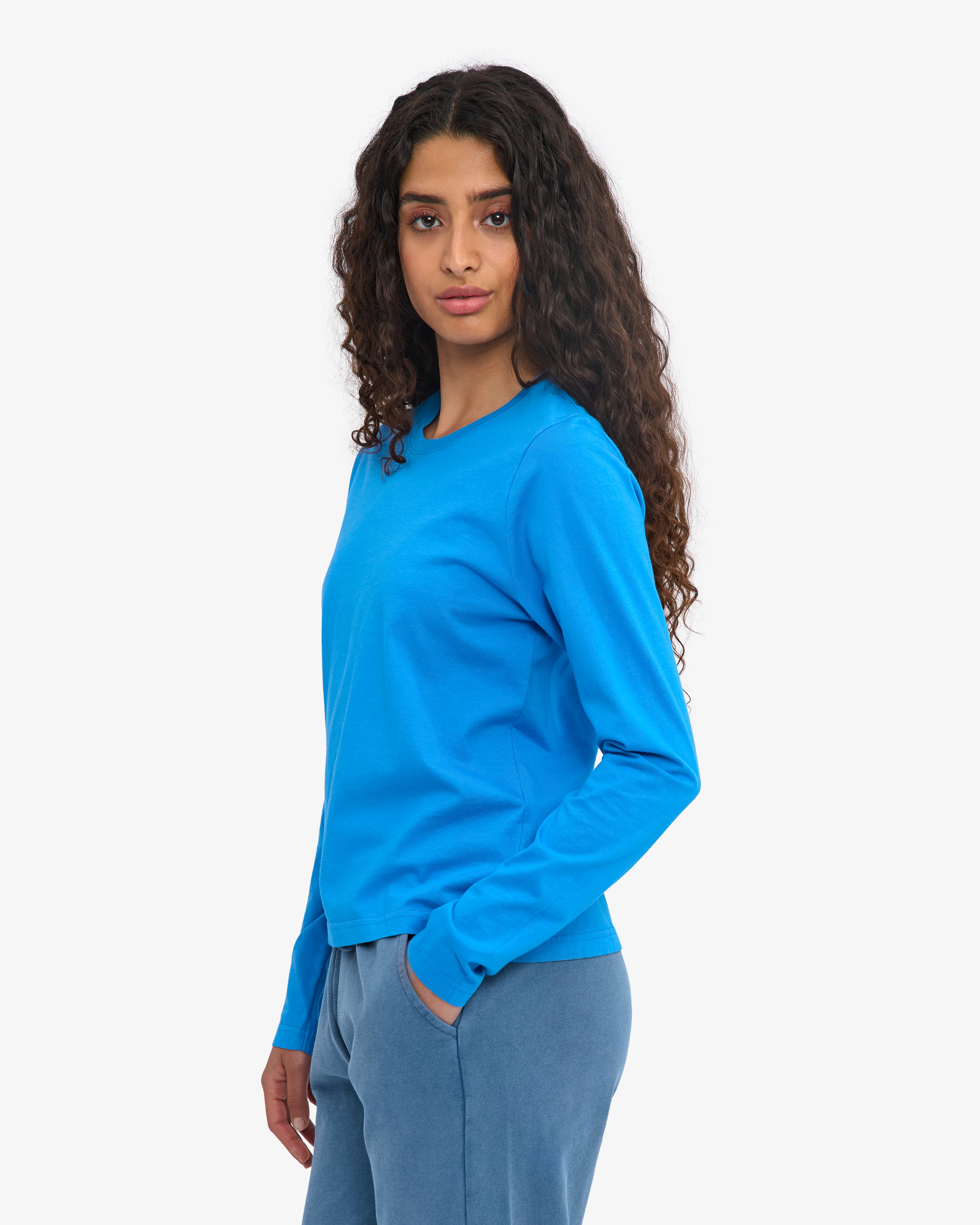 Women Organic LS T-Shirt - Pacific Blue - Image 3