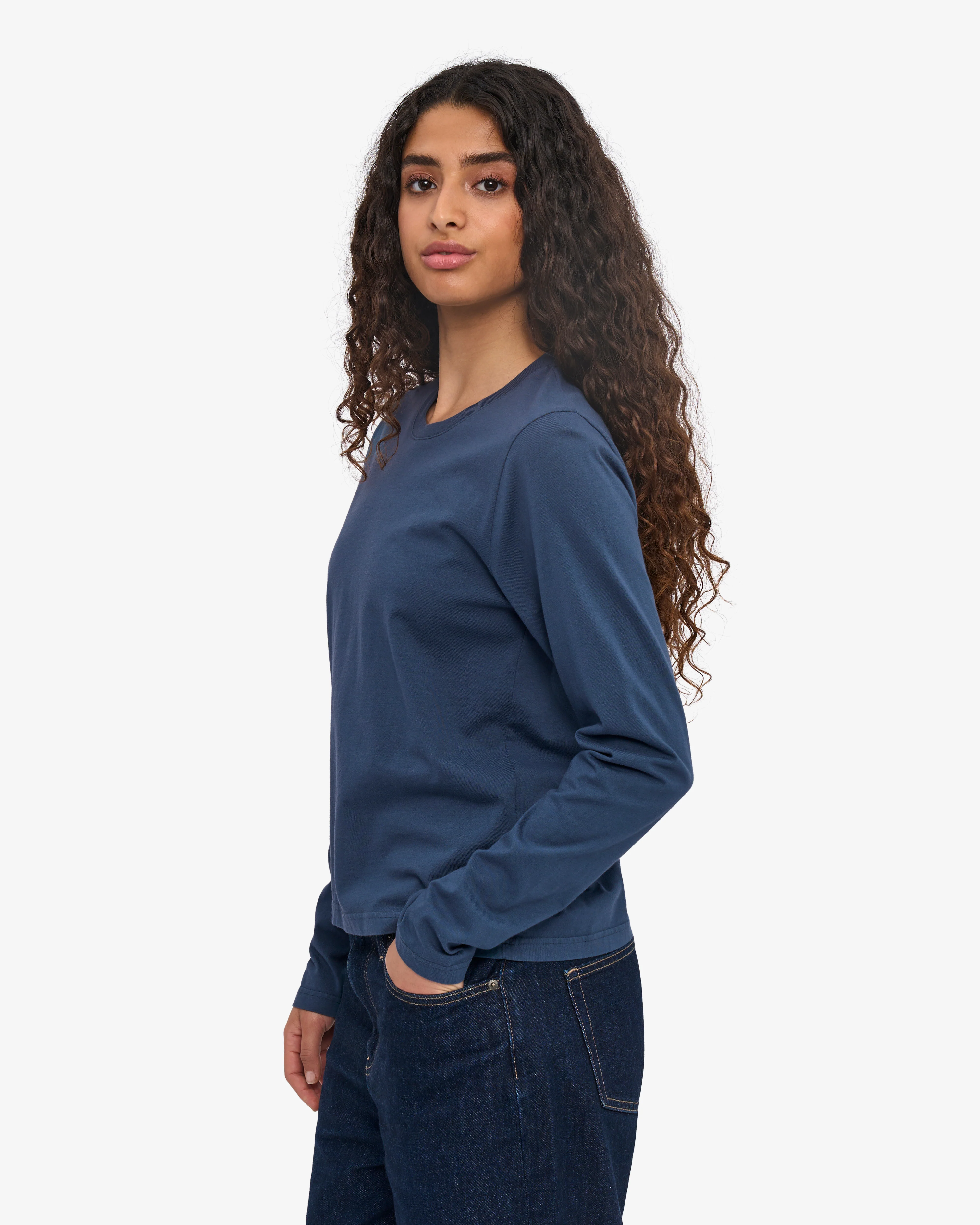 Women Organic LS T-Shirt - Petrol Blue - Image 3