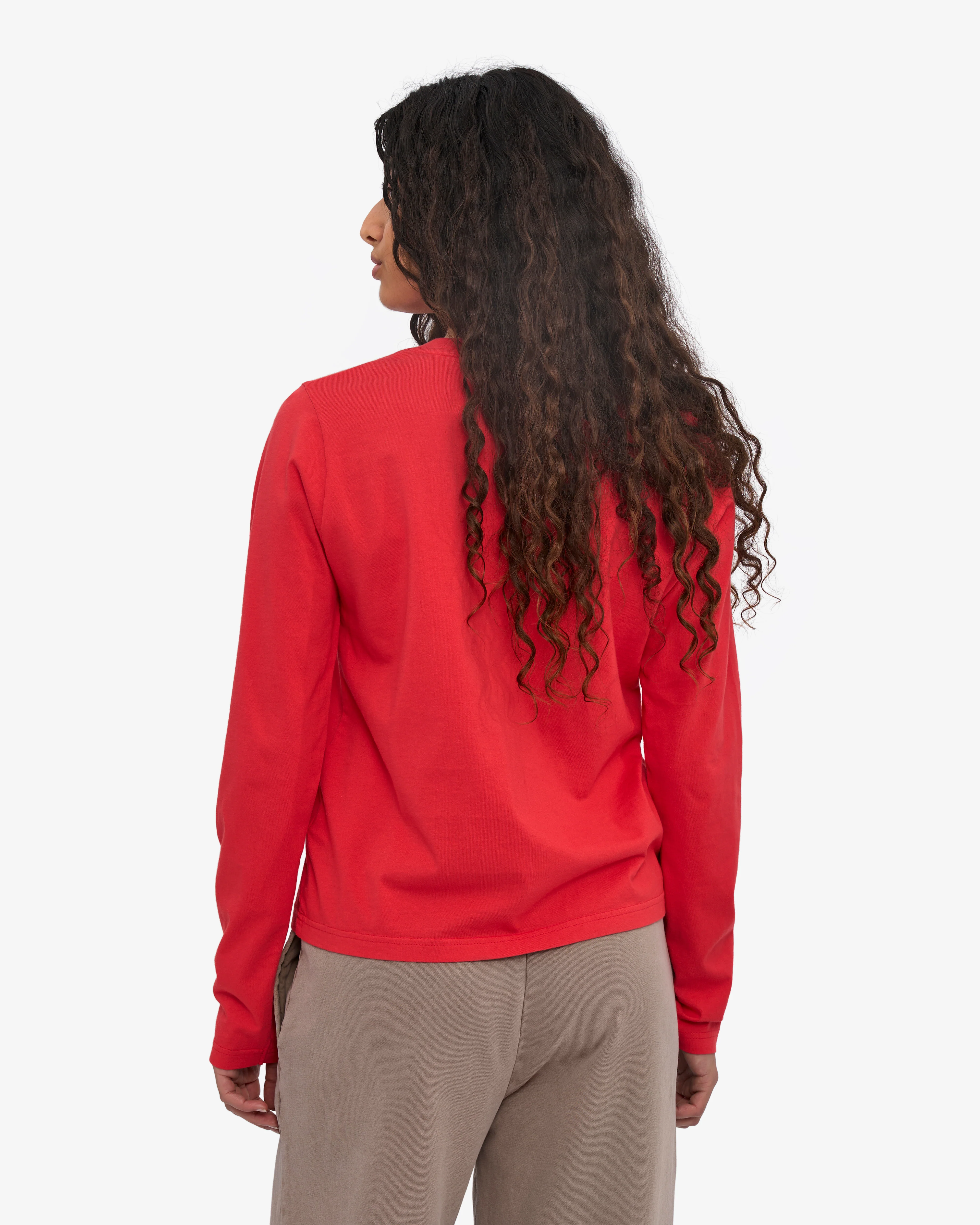 Women Organic LS T-Shirt - Red Tangerine - Image 4
