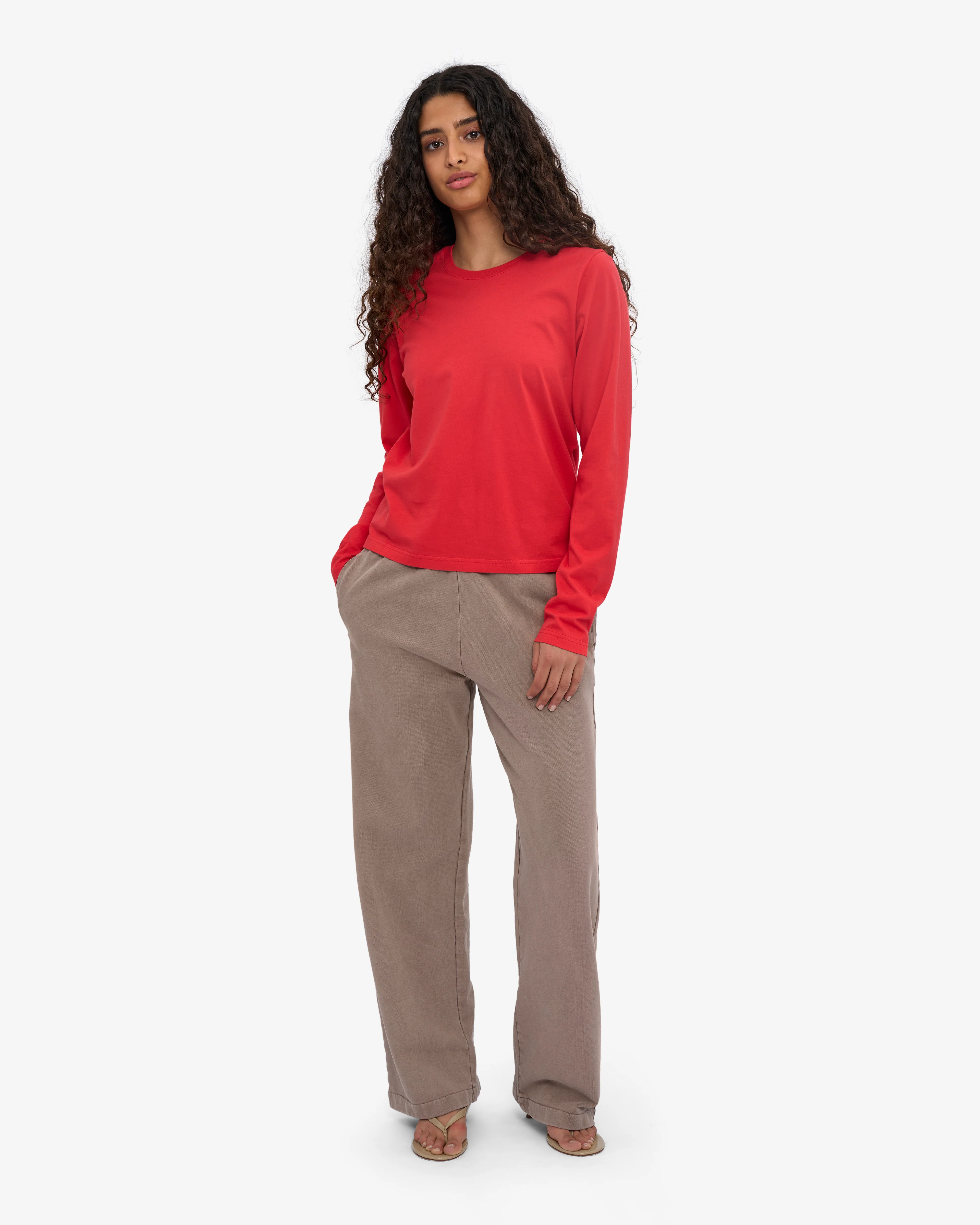 Women Organic LS T-Shirt - Red Tangerine - Image 5