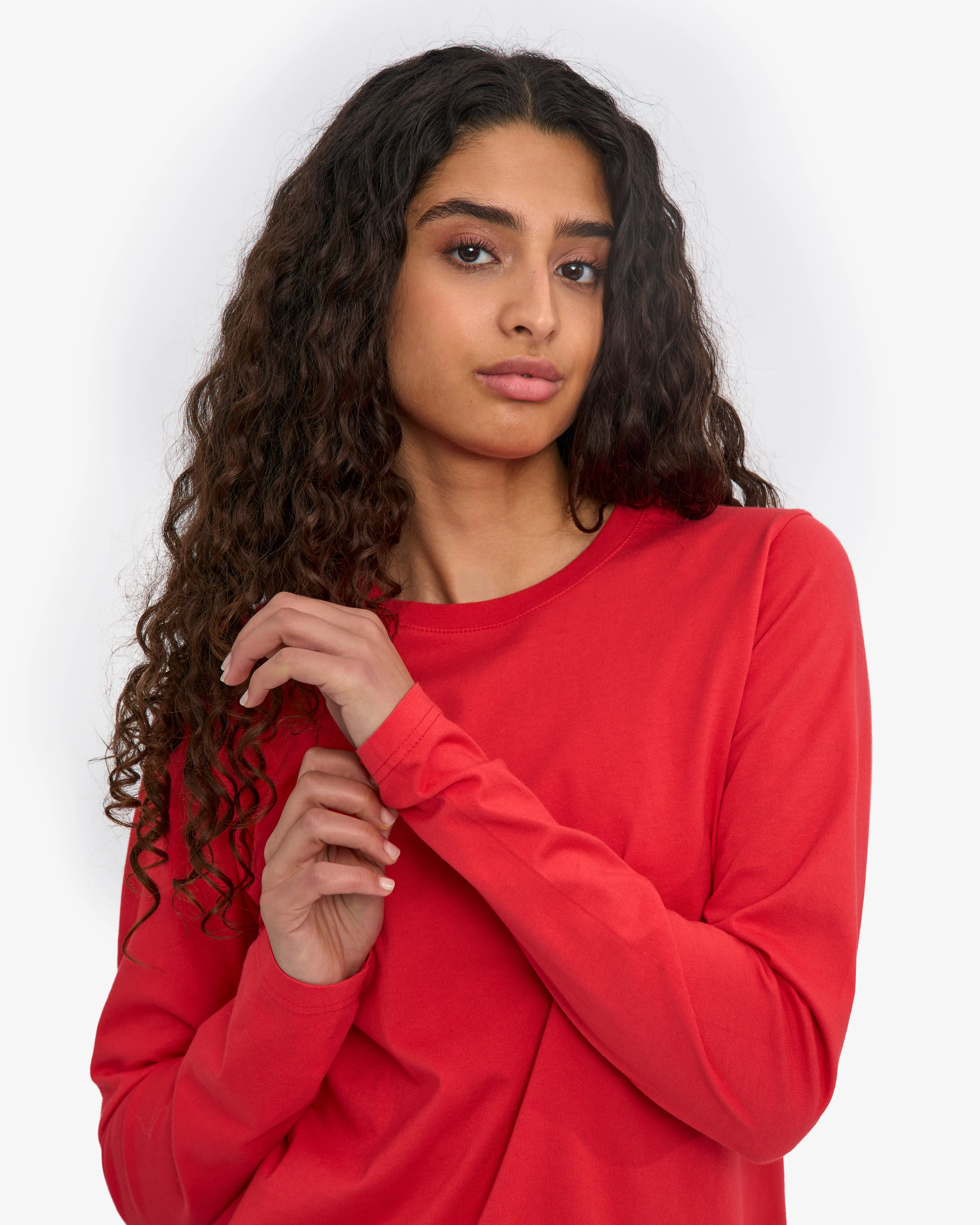 Women Organic LS T-Shirt - Red Tangerine - Image 6
