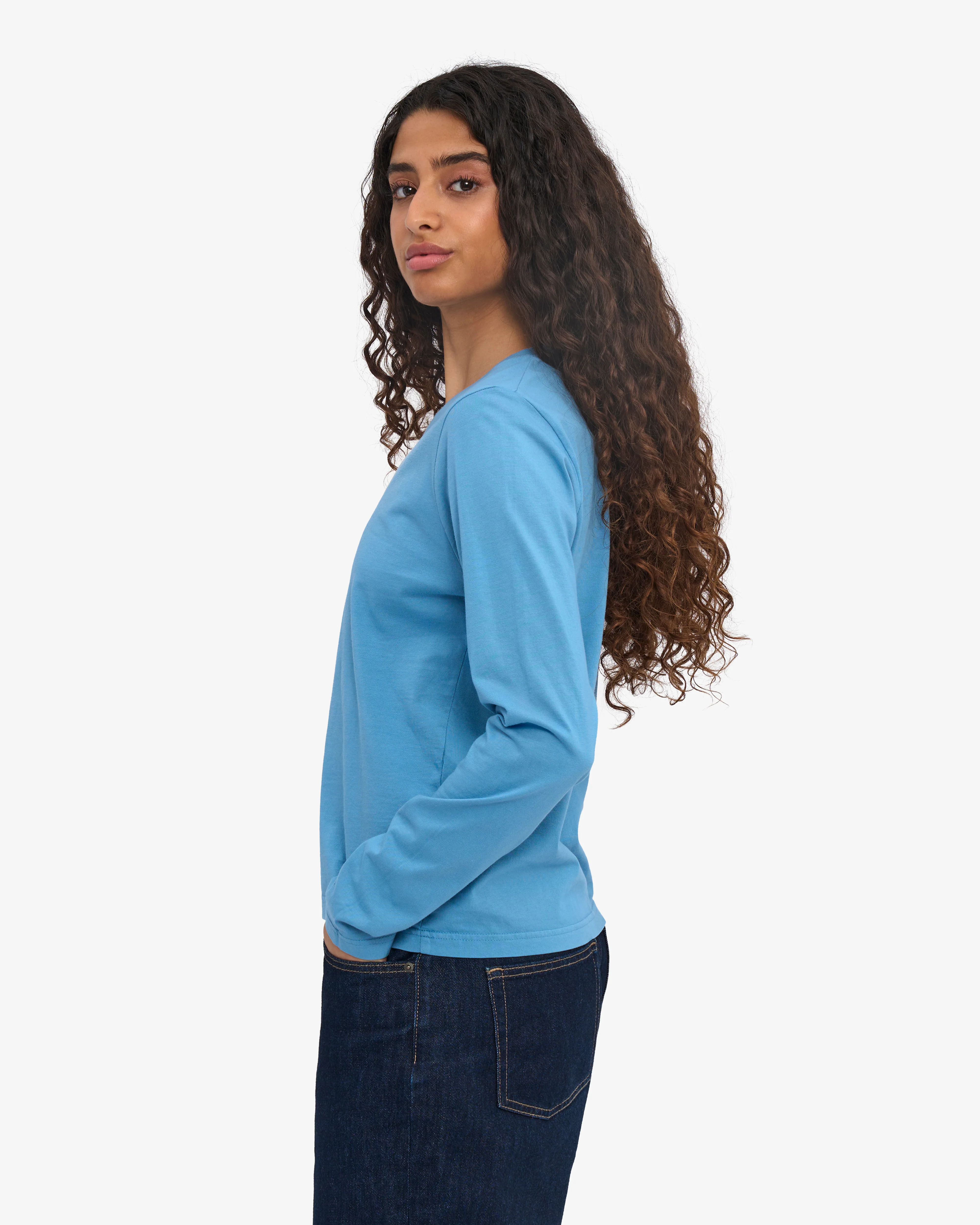 Women Organic LS T-Shirt - Seaside Blue - Image 3