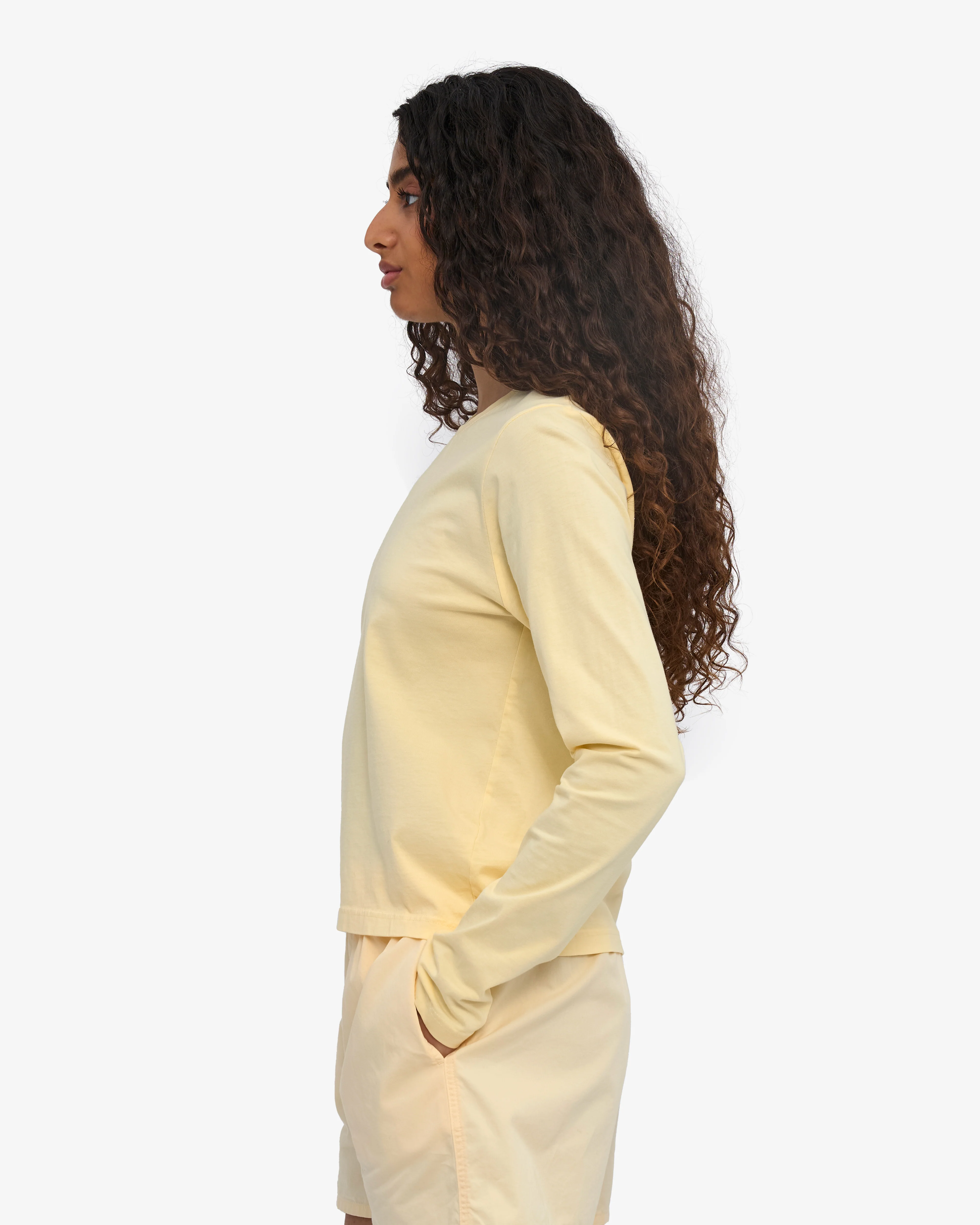 Women Organic LS T-Shirt - Soft Yellow - Image 3